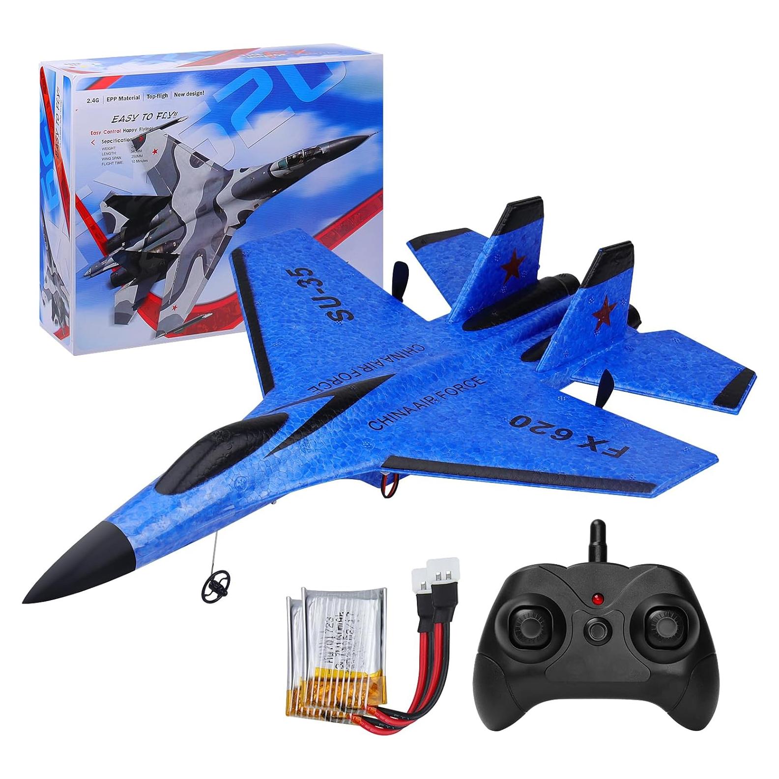Avión RC Beffkkip FX620 2CH Luz LED Carga USB Azul