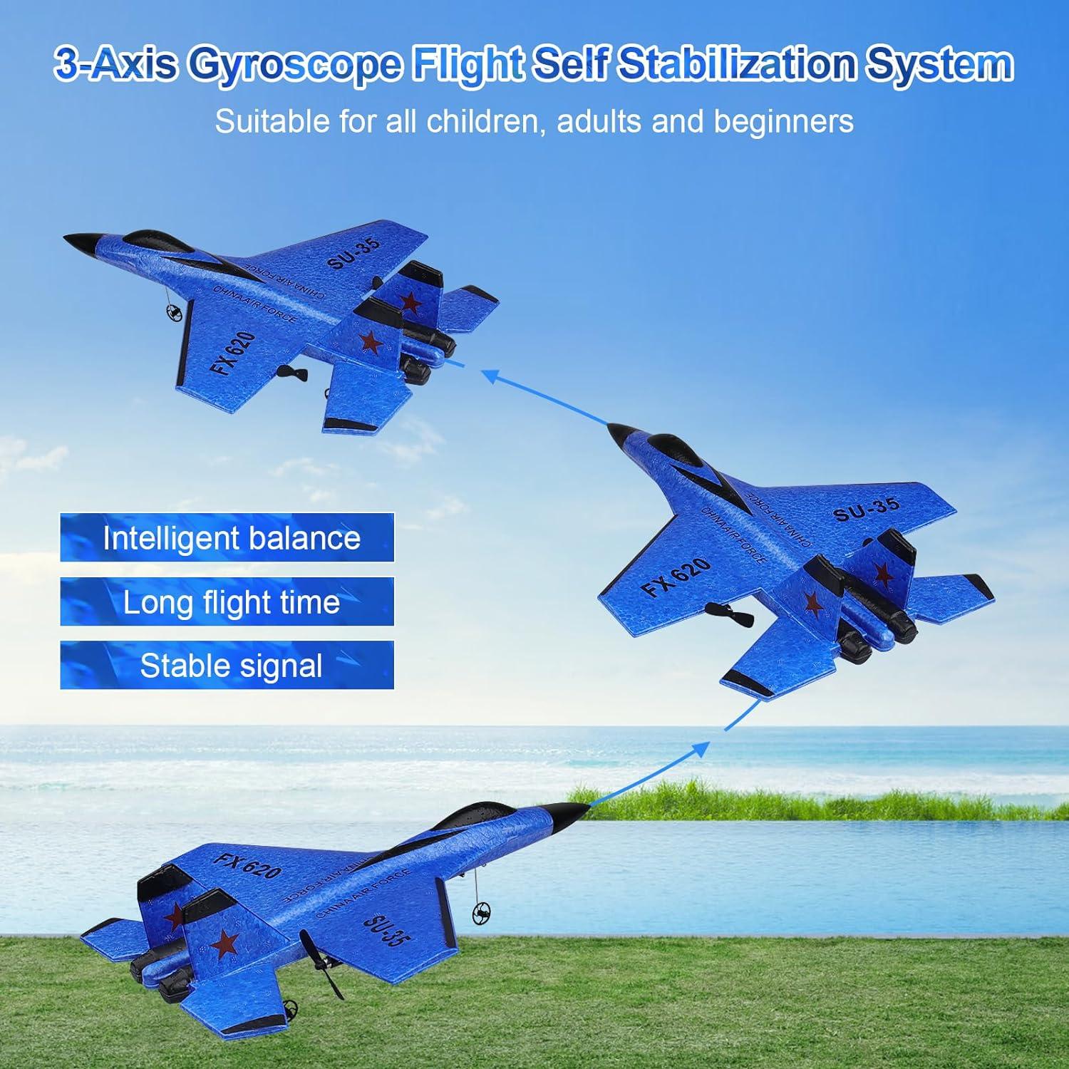 Avión RC Beffkkip FX620 2CH Luz LED Carga USB Azul