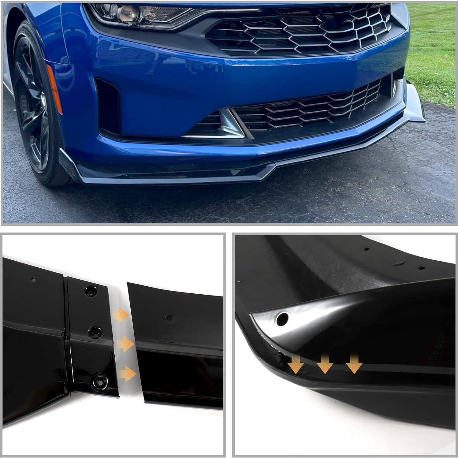 Labio de Parachoques Frontal Fancemot Negro Brillante para Chevy Camaro 2016-2024