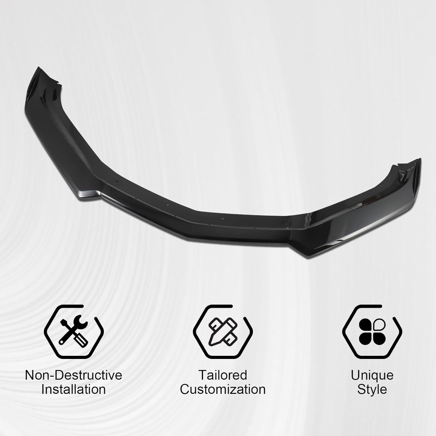 Labio de Parachoques Frontal Fancemot Negro Brillante para Chevy Camaro 2016-2024