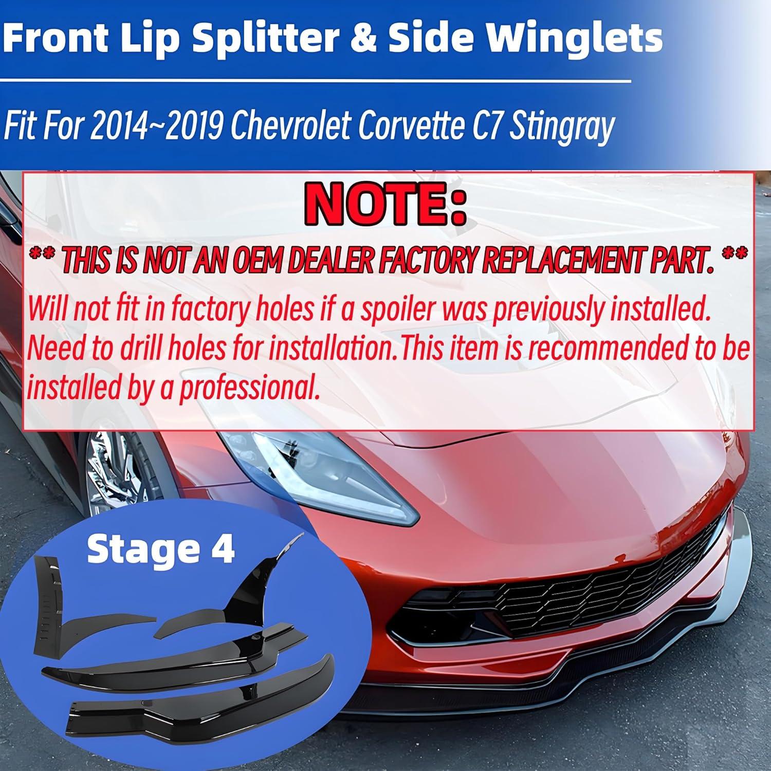 Divisor de Labio Frontal NEESPOC para Chevy Corvette C7 2014-2019