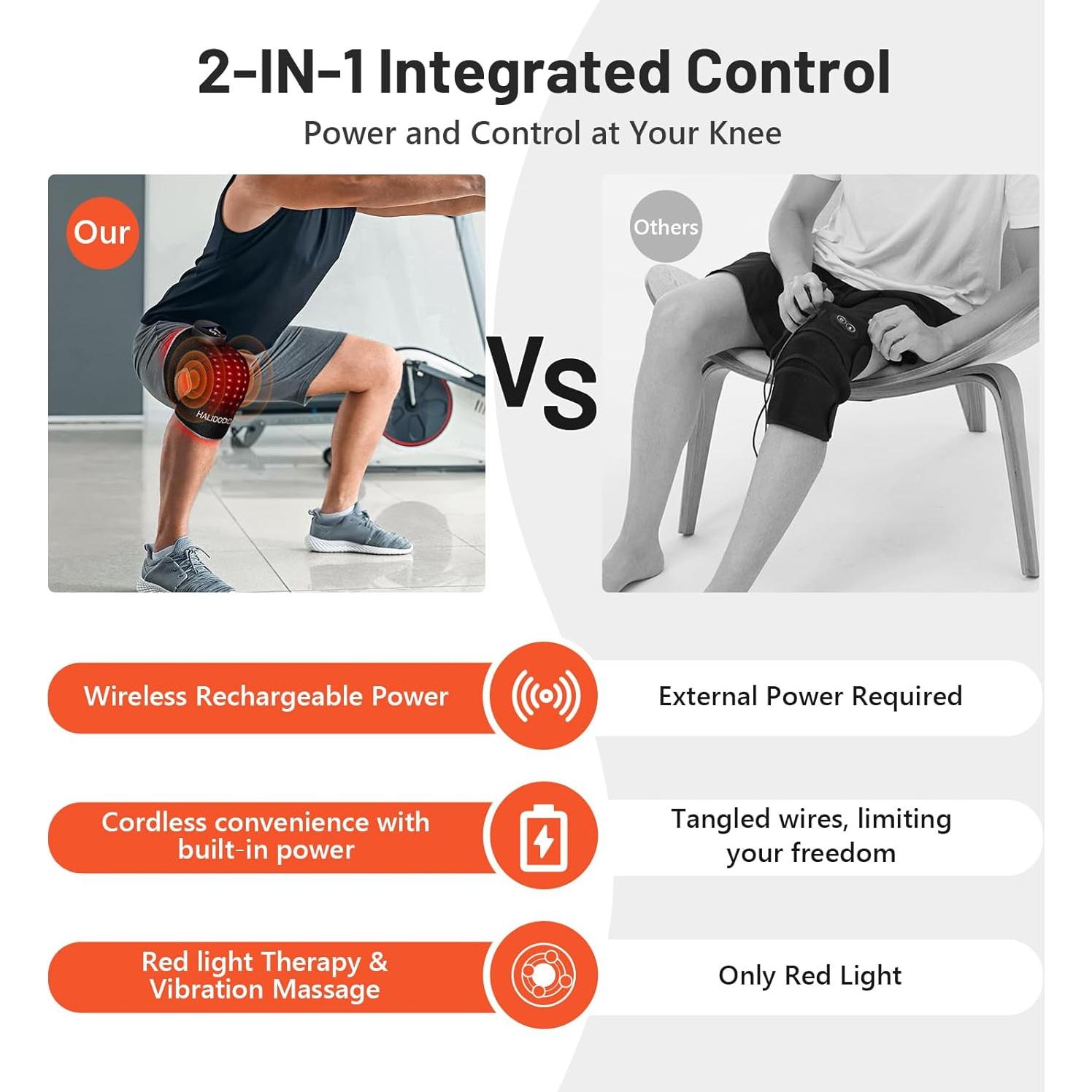 Faja de Masaje Inalámbrica HALIDODO para Rodilla con Luz Roja
