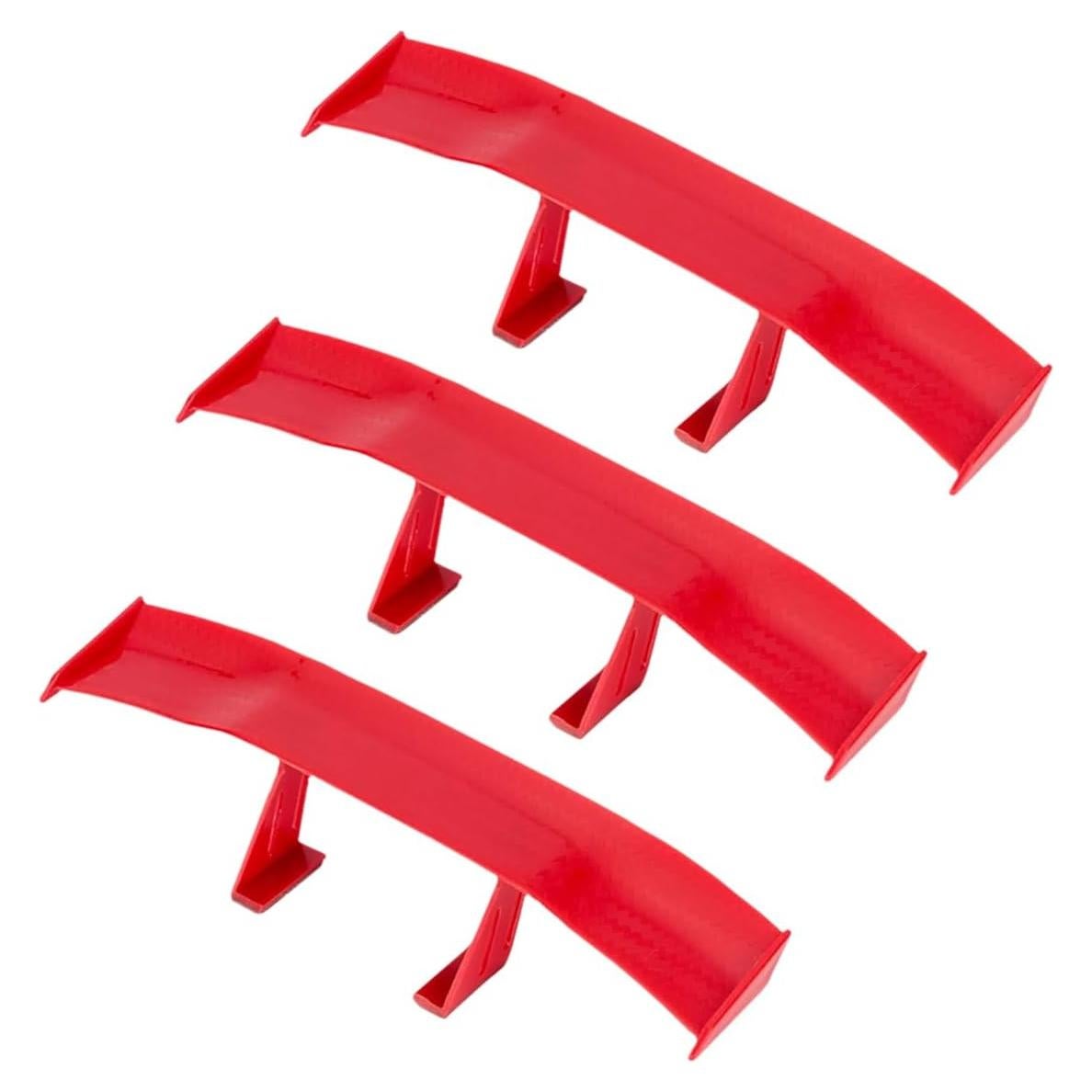 3PCS Car Mini Spoiler Wing, 6.7 Inch Rear Tail Wing, Carbon Fiber Texture Rear Window Spoiler Without Perforation, Mini Spoilers for Cars, Cool Car Accessories for Women Men (Red)