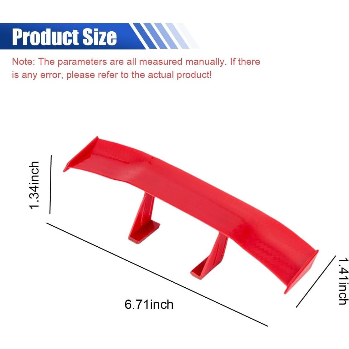 3PCS Car Mini Spoiler Wing, 6.7 Inch Rear Tail Wing, Carbon Fiber Texture Rear Window Spoiler Without Perforation, Mini Spoilers for Cars, Cool Car Accessories for Women Men (Red)