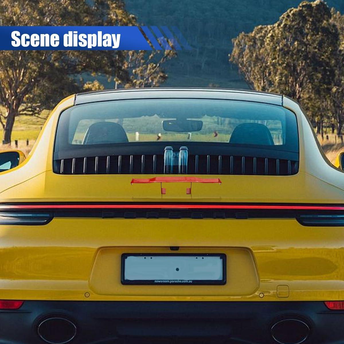 3PCS Car Mini Spoiler Wing, 6.7 Inch Rear Tail Wing, Carbon Fiber Texture Rear Window Spoiler Without Perforation, Mini Spoilers for Cars, Cool Car Accessories for Women Men (Red)