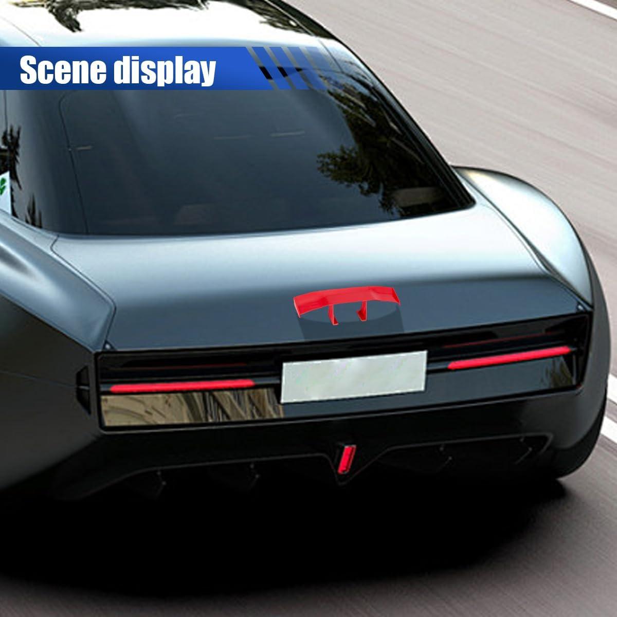 3PCS Car Mini Spoiler Wing, 6.7 Inch Rear Tail Wing, Carbon Fiber Texture Rear Window Spoiler Without Perforation, Mini Spoilers for Cars, Cool Car Accessories for Women Men (Red)