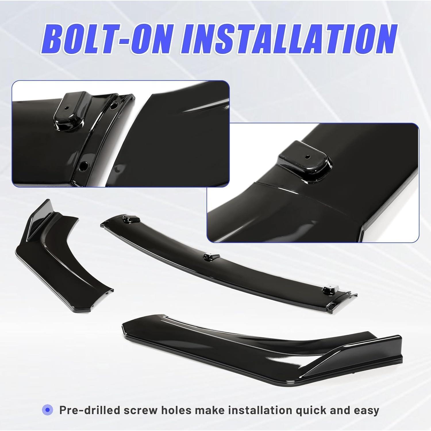 Labio Parachoques Delantero KUAFU 3Pcs para Honda Civic 2016-2021