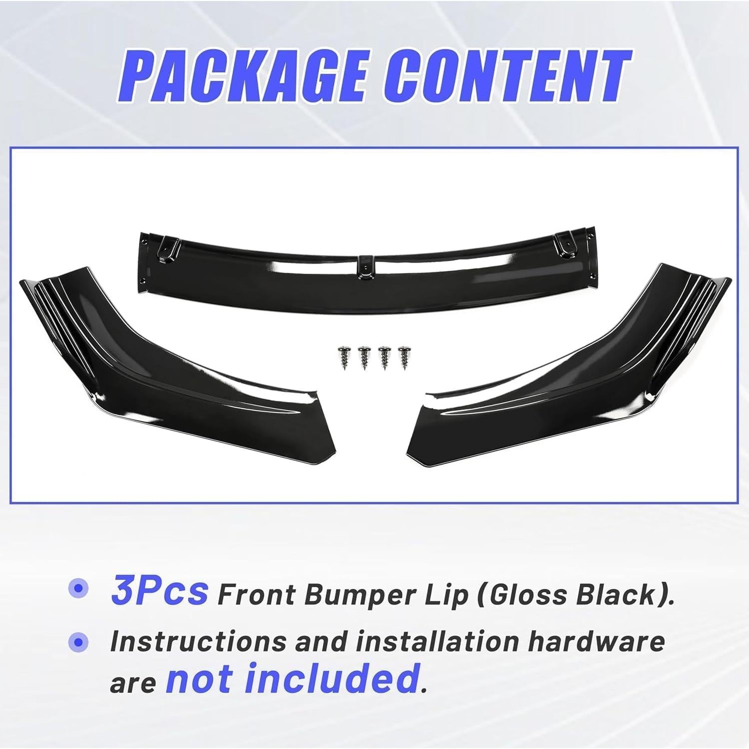 Labio Parachoques Delantero KUAFU 3Pcs para Honda Civic 2016-2021