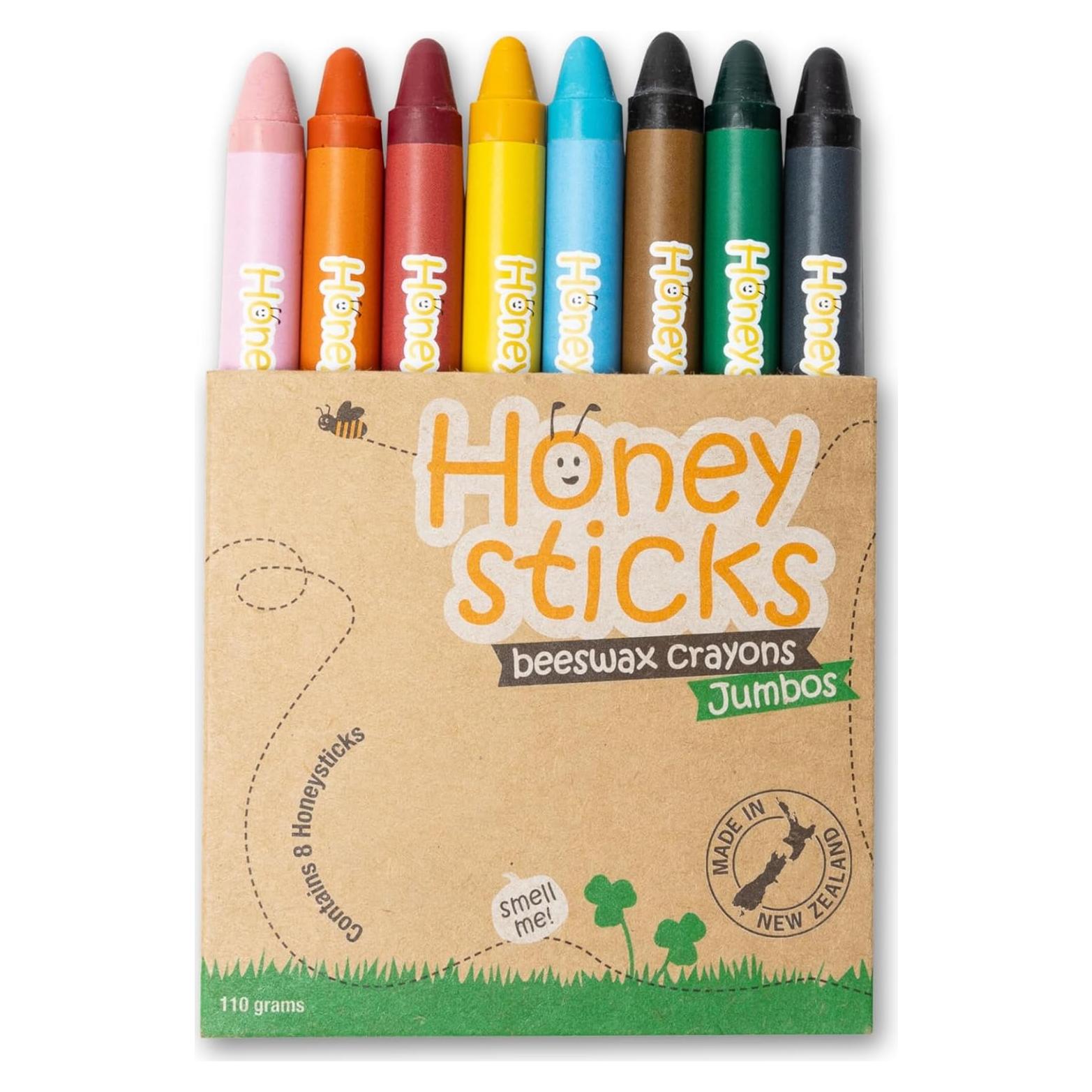 Crayones Jumbo Honeysticks - 8 Colores Brillantes - No Tóxicos