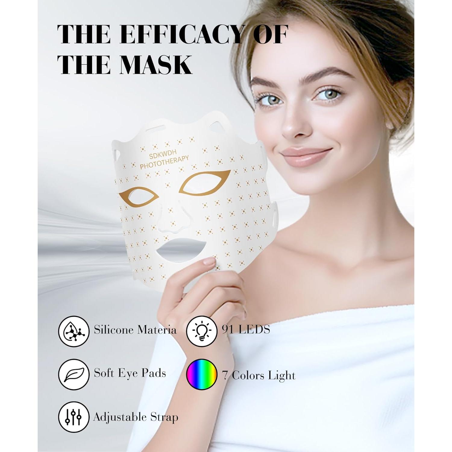 Máscara Facial LED 7 Colores Sunpint Terapia Luz Roja