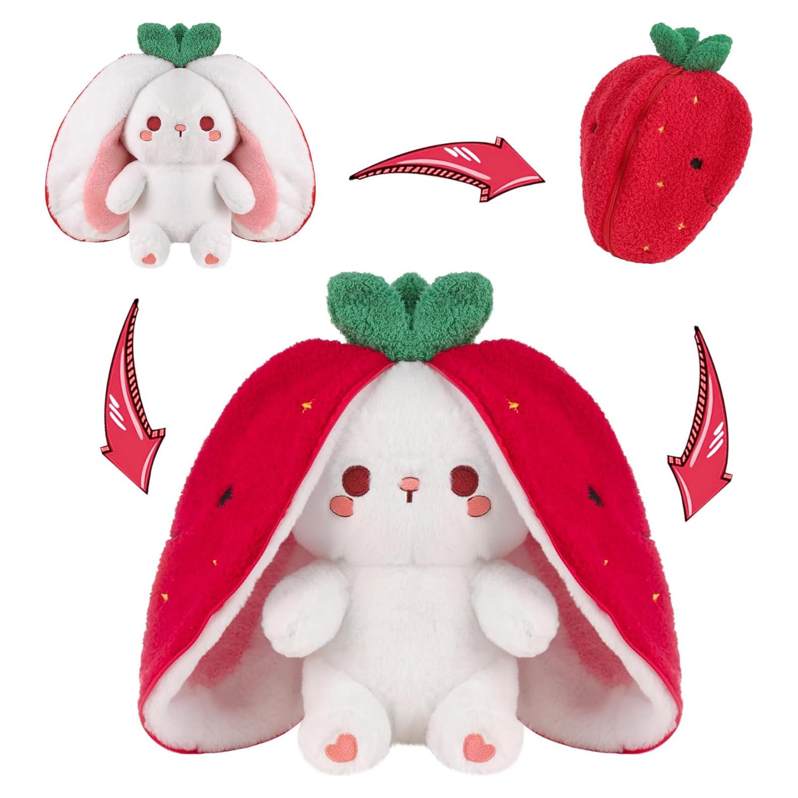 MIAODAM Juguete de Peluche Conejo de Fresa 17.78 cm Suave