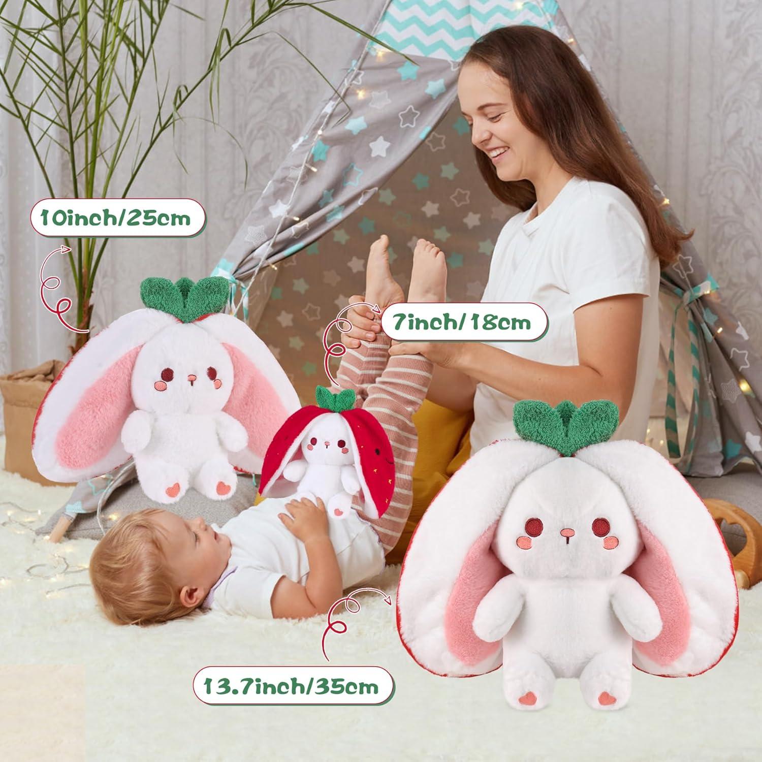 MIAODAM Juguete de Peluche Conejo de Fresa 25 cm Suave