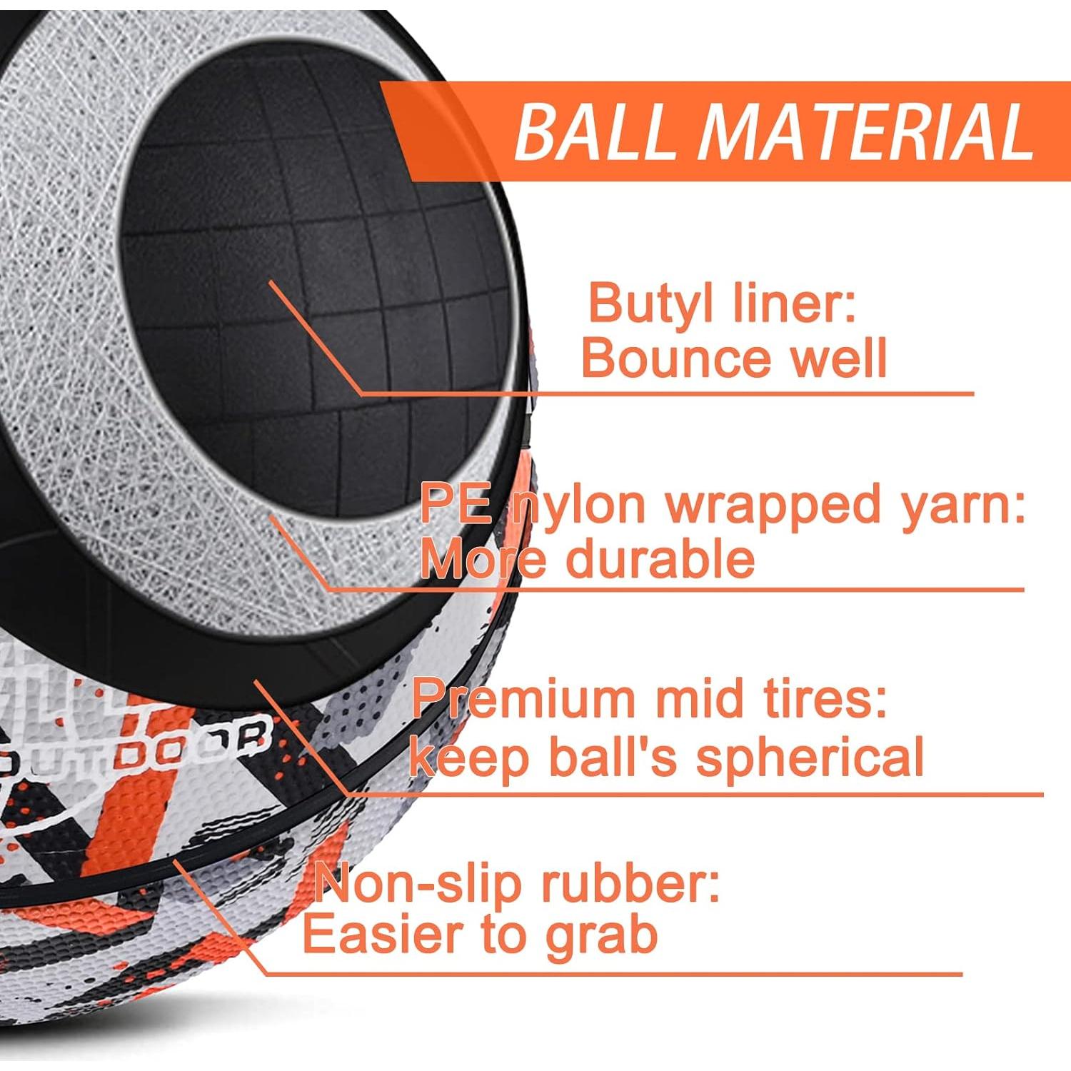 Balón de Baloncesto FAKOFIS Tamaño 3 para Niños Naranja Camo