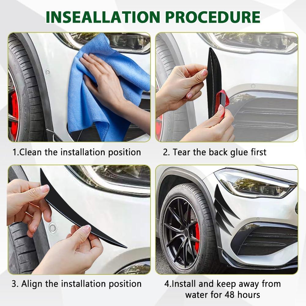 Kit de 6 Canards para Spoiler de Coche HABNVUON Negro