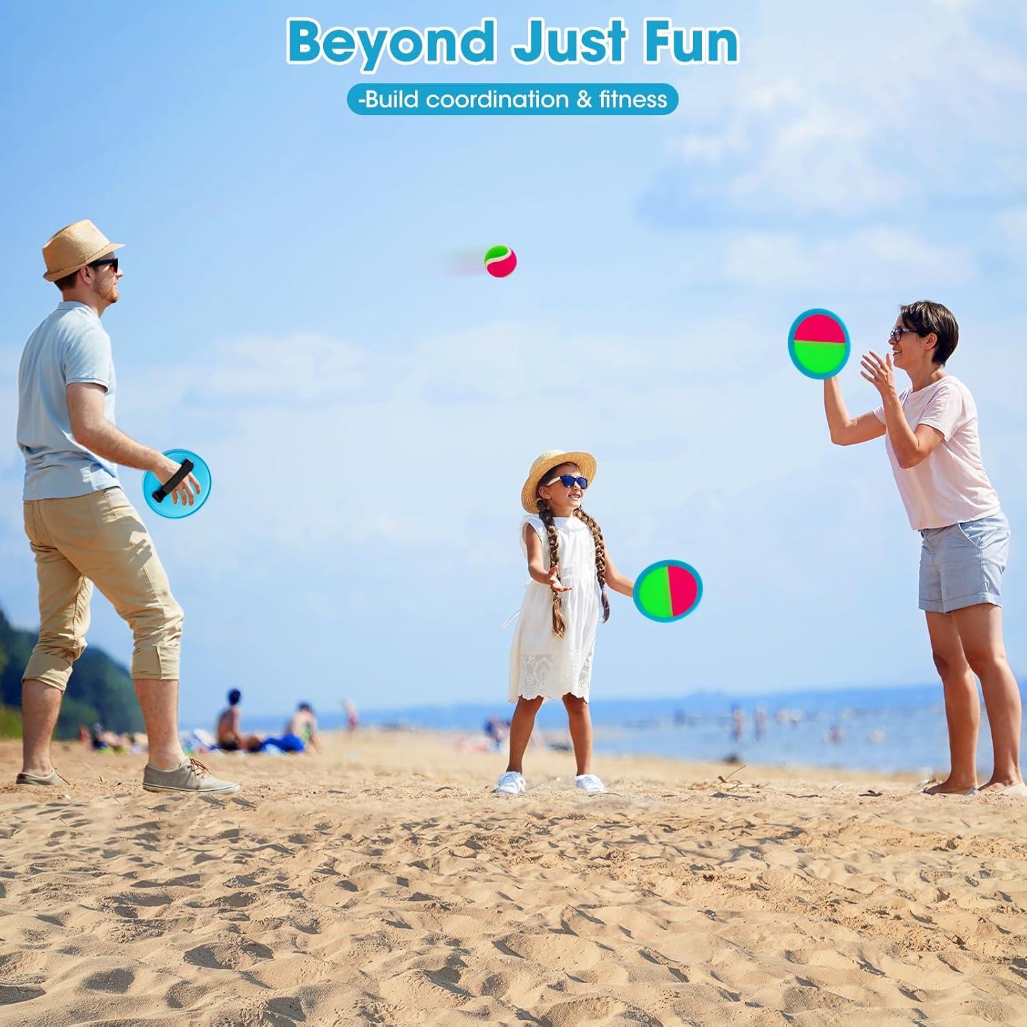 Conjunto de Lanzar y Atrapar Ayeboovi 4 Raquetas 4 Pelotas