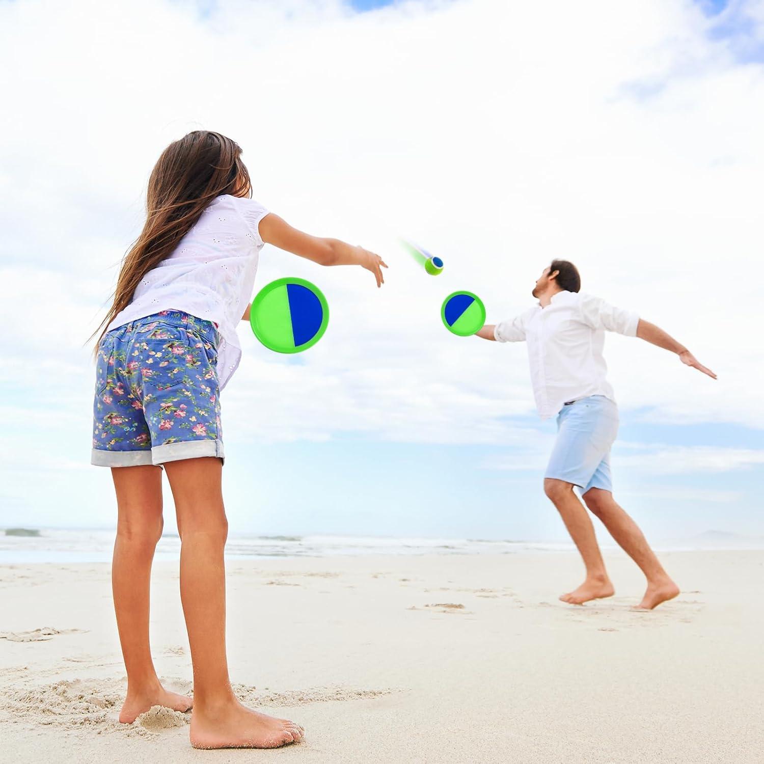 Juego de Lanzar y Atrapar Pelotas Ayeboovi Verde 2 Palas 2 Pelotas