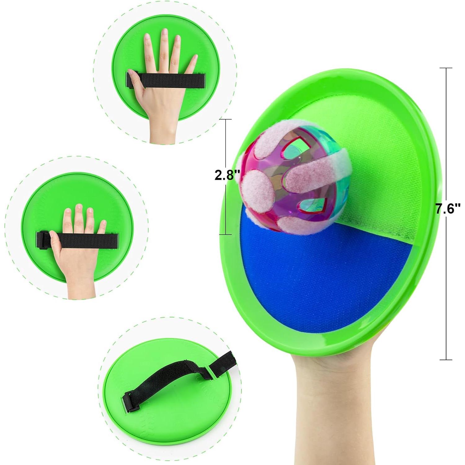 Juego de Lanzar y Atrapar Pelotas Ayeboovi Verde 2 Palas 2 Pelotas