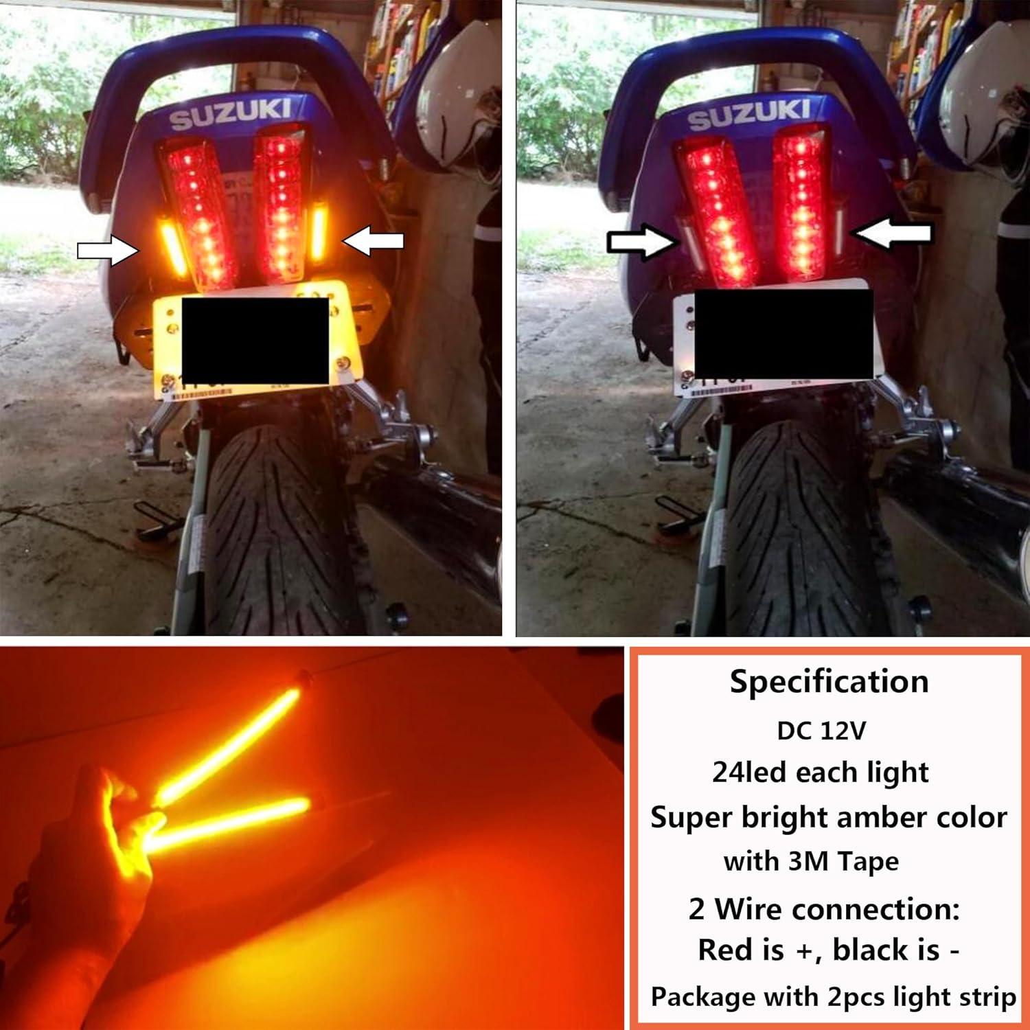 Luces de señal de giro ámbar LED NBWDY 10cm 12V para motocicleta