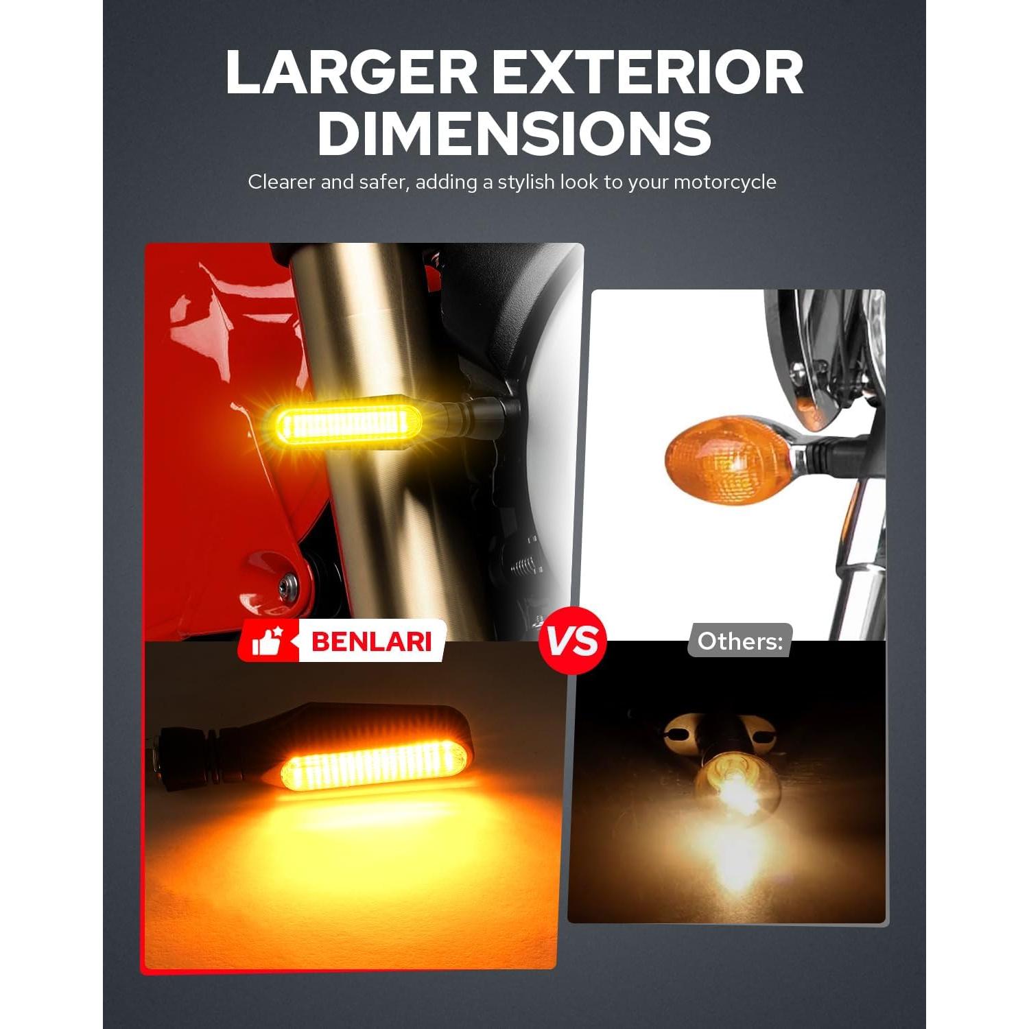 Luces de Señal de Giro LED Benlari 2 PACK Ámbar 12V Universales