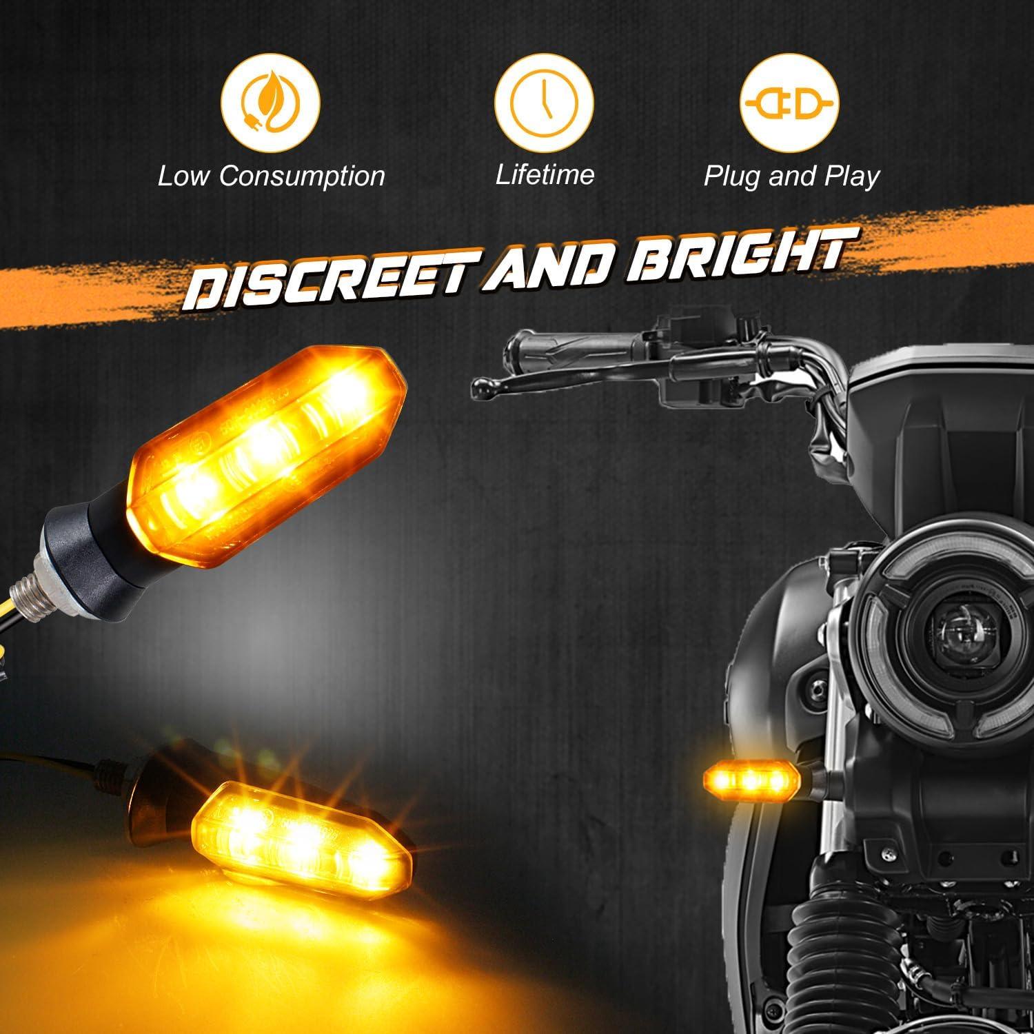 Luz de Señal LED NTHREEAUTO para Motocicleta 4PCS Ámbar