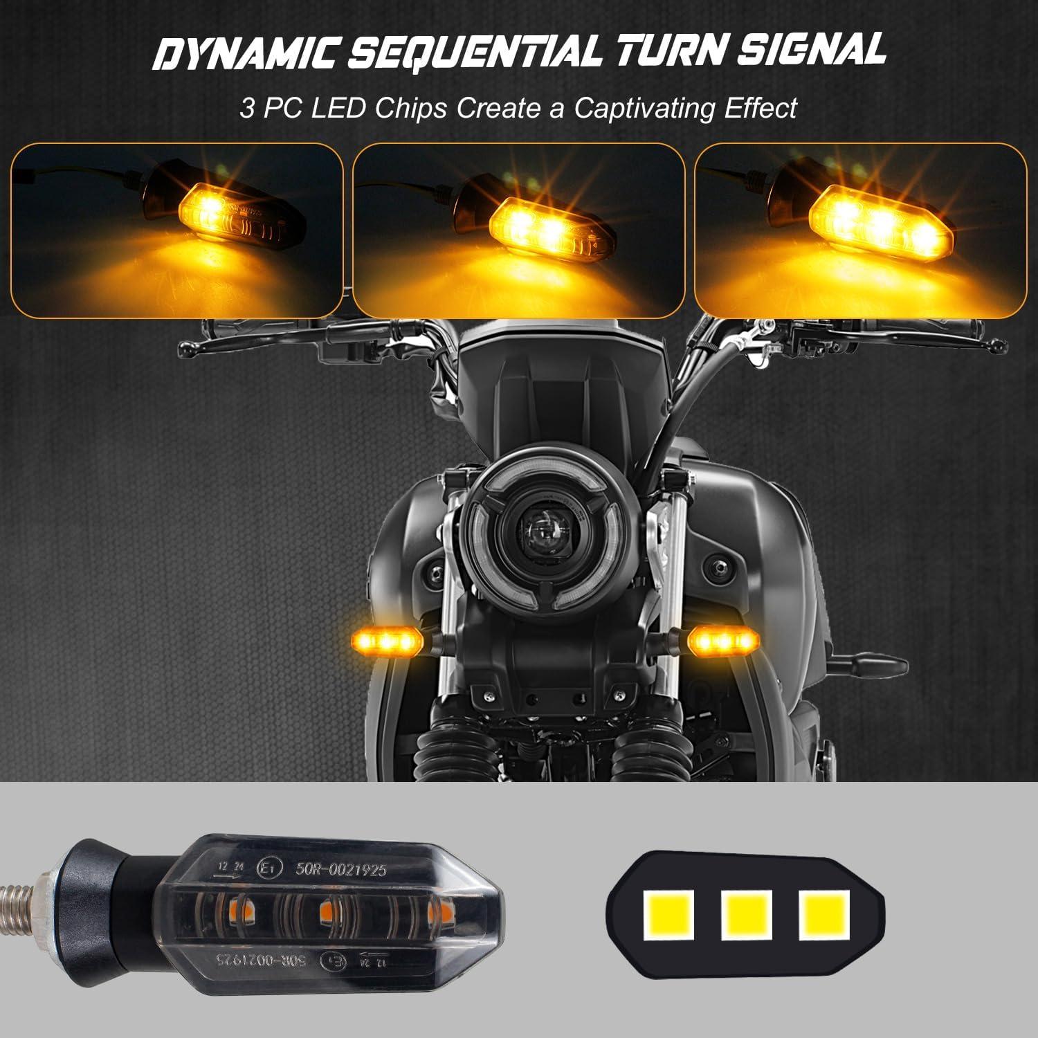 Luz de Señal LED NTHREEAUTO para Motocicleta 4PCS Ámbar