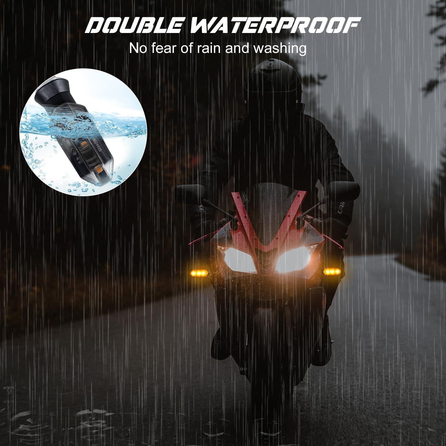 Luz de Señal LED NTHREEAUTO para Motocicleta 4PCS Ámbar