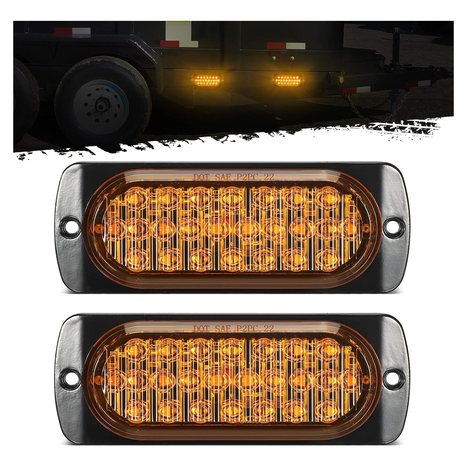 Partsam 2 Pcs Luz de Marcador LED Ámbar 11.1 cm IP67