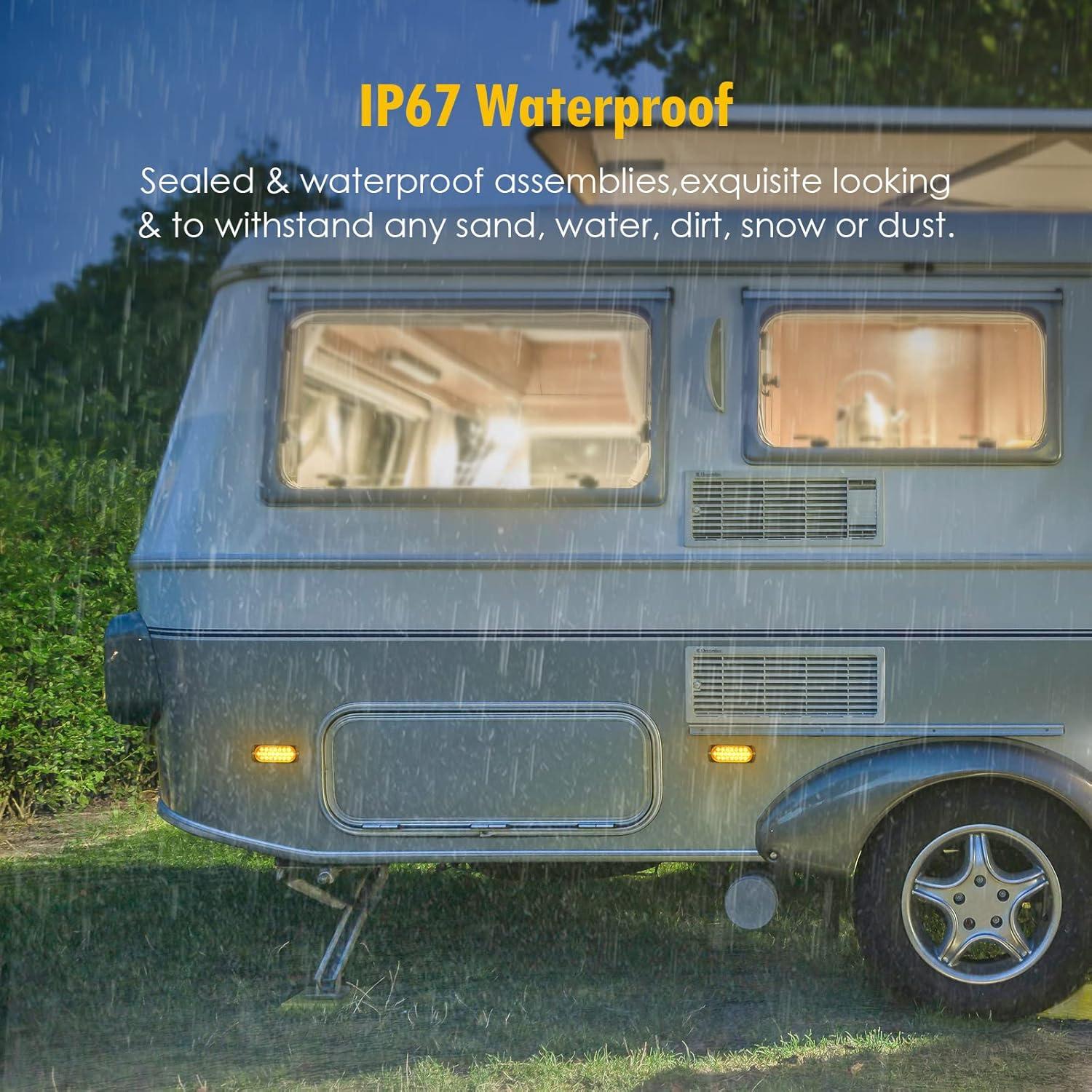 Partsam 2 Pcs Luz de Marcador LED Ámbar 11.1 cm IP67