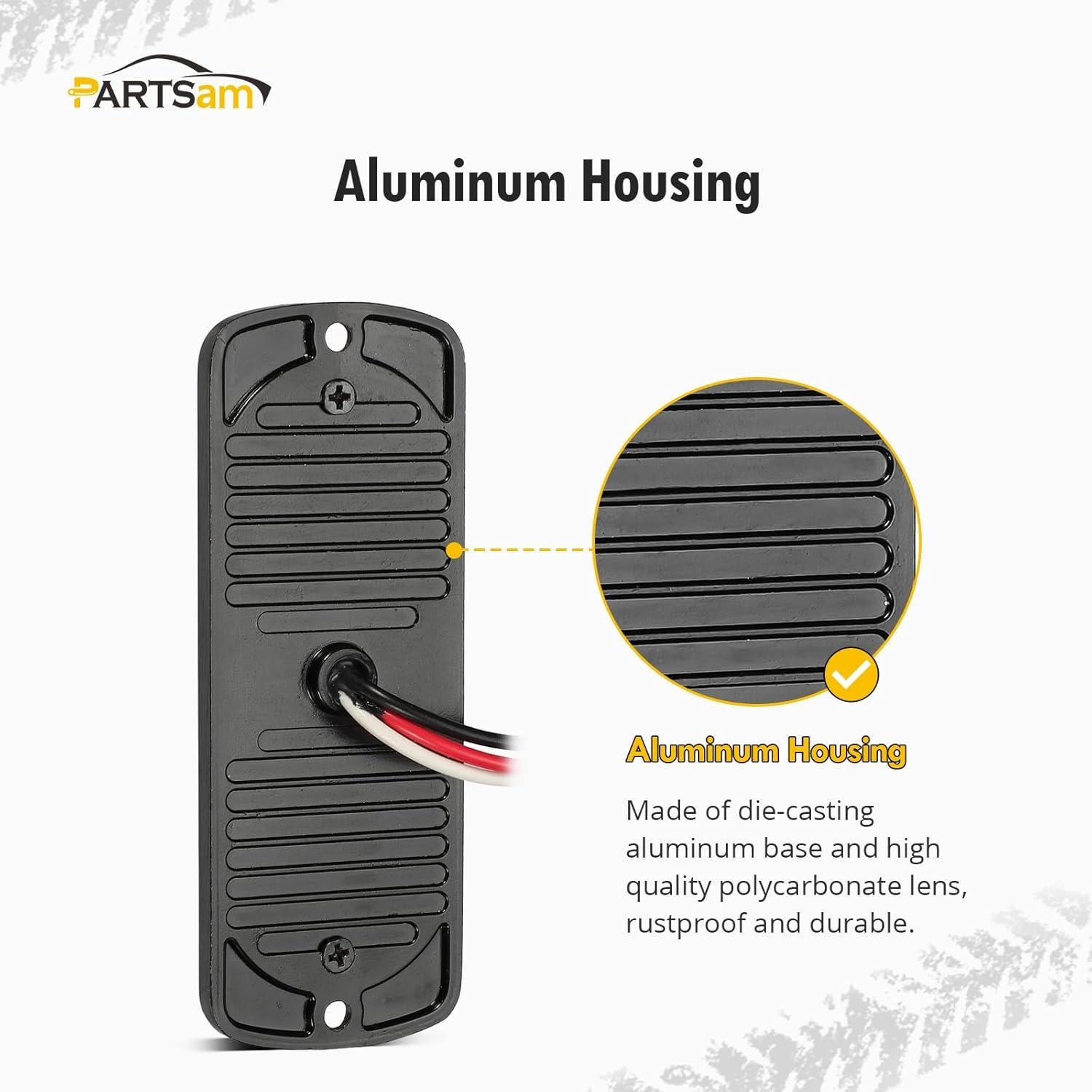 Partsam 2 Pcs Luz de Marcador LED Ámbar 11.1 cm IP67