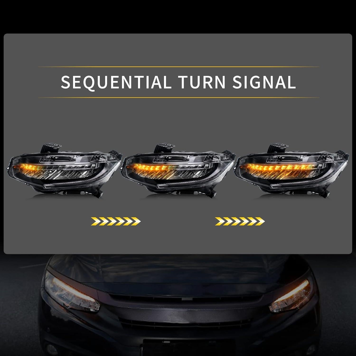 Faros LED VLAND para Honda Civic 2016-2021, Secuencial