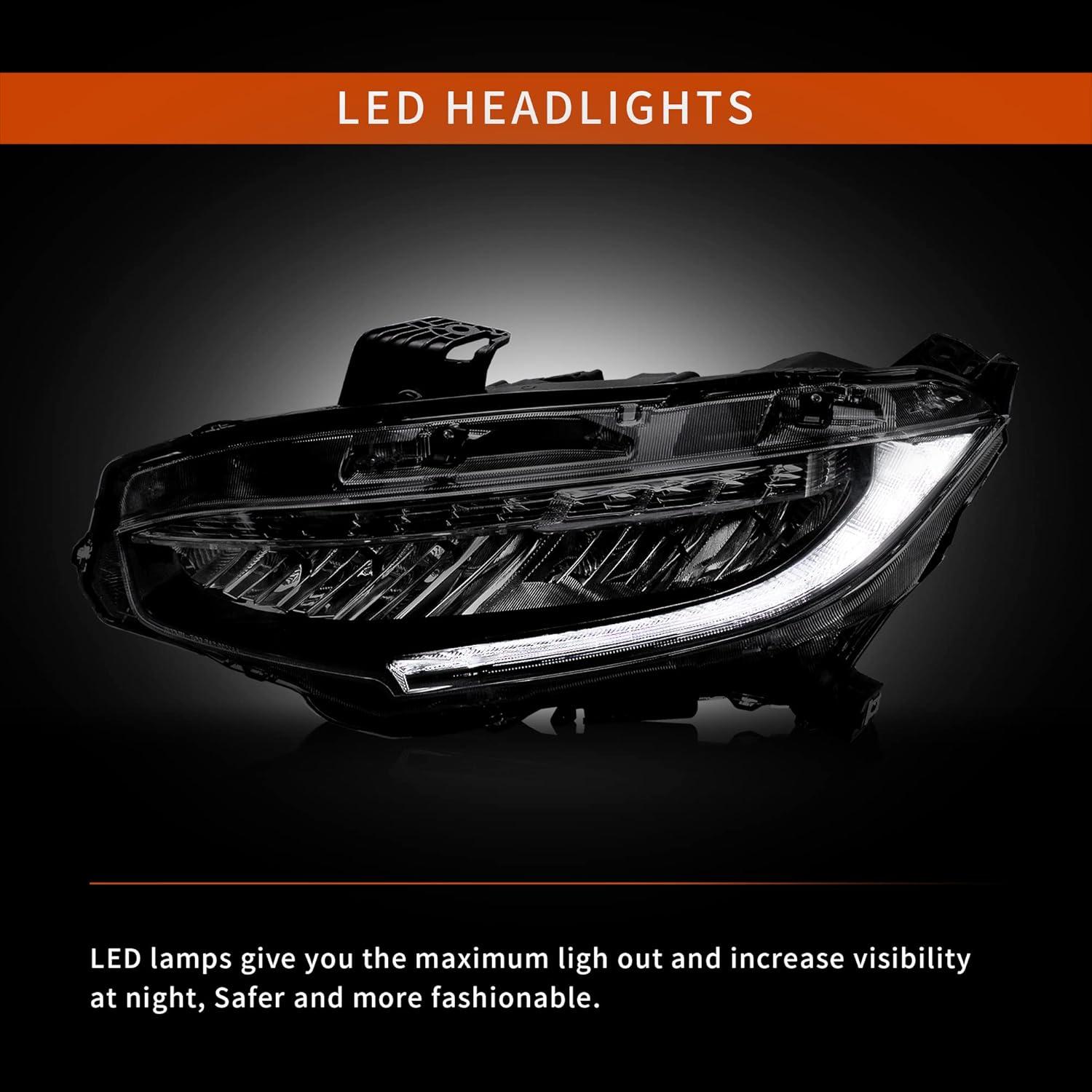 Faros LED VLAND para Honda Civic 2016-2021, Secuencial