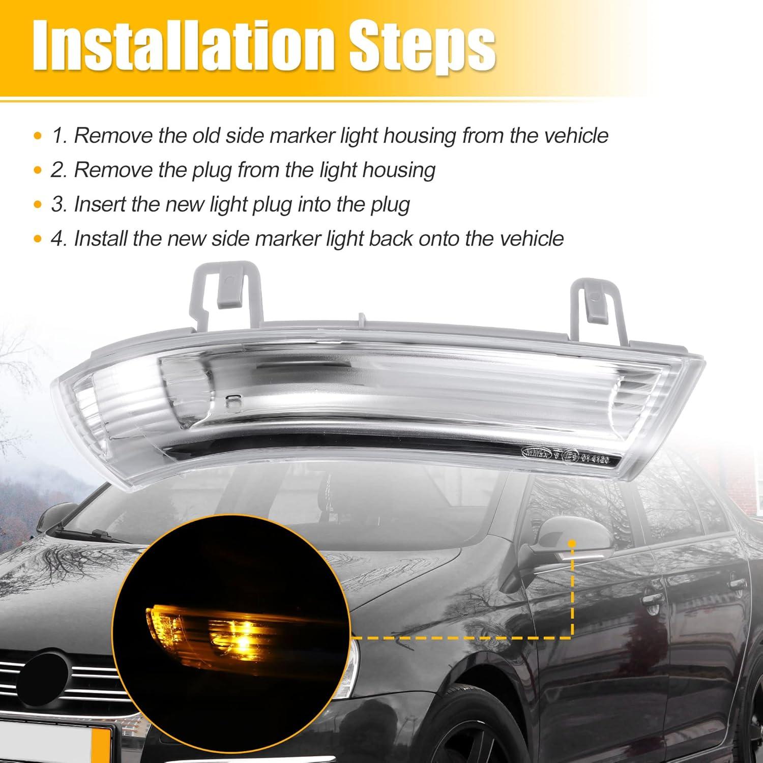 Luz de Señal de Giro LED Frontal Derecho X AUTOHAUX para Volkswagen