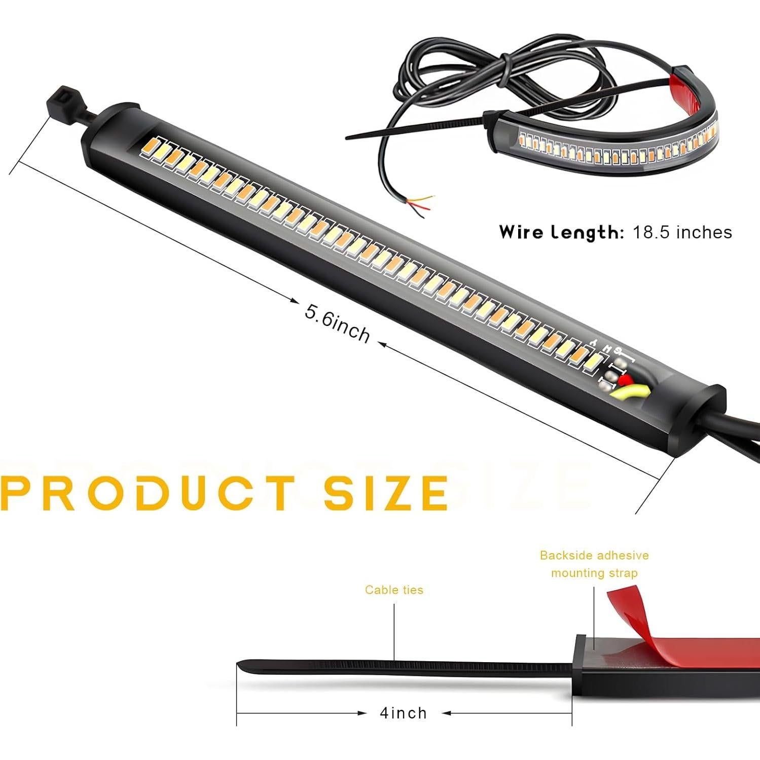 2 Tiras de Luz LED de Giro YTFRL para Motocicleta Impermeables