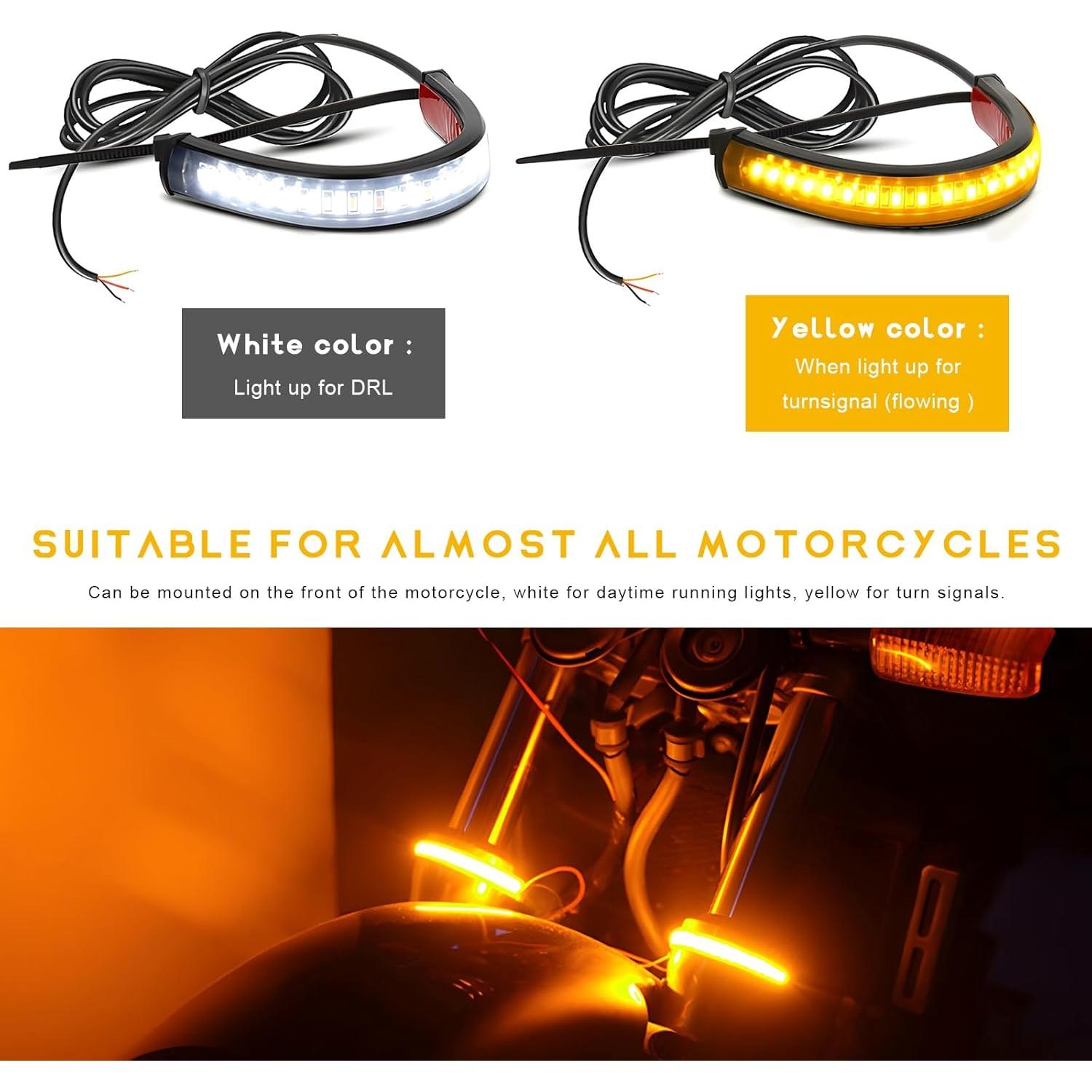 2 Tiras de Luz LED de Giro YTFRL para Motocicleta Impermeables