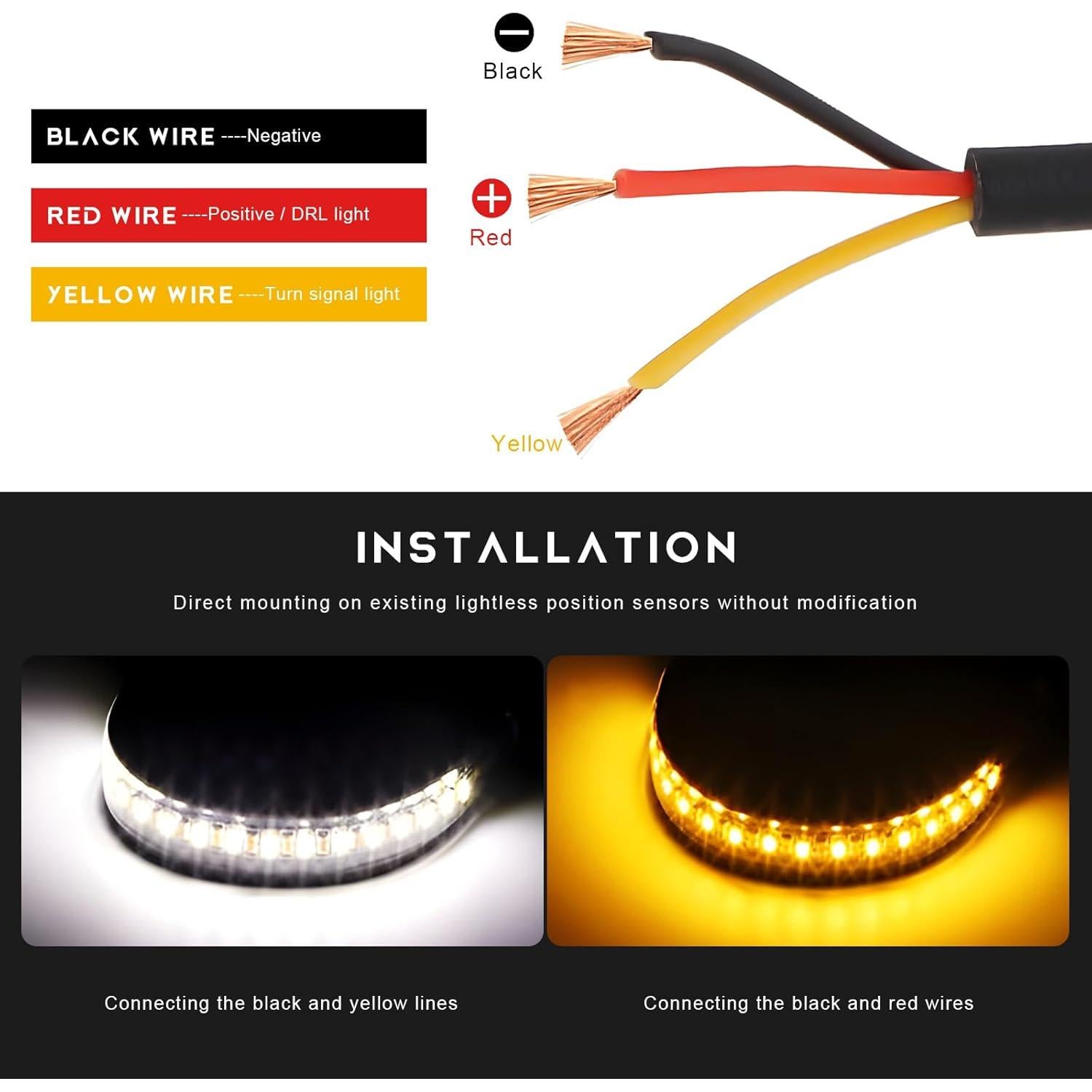 2 Tiras de Luz LED de Giro YTFRL para Motocicleta Impermeables