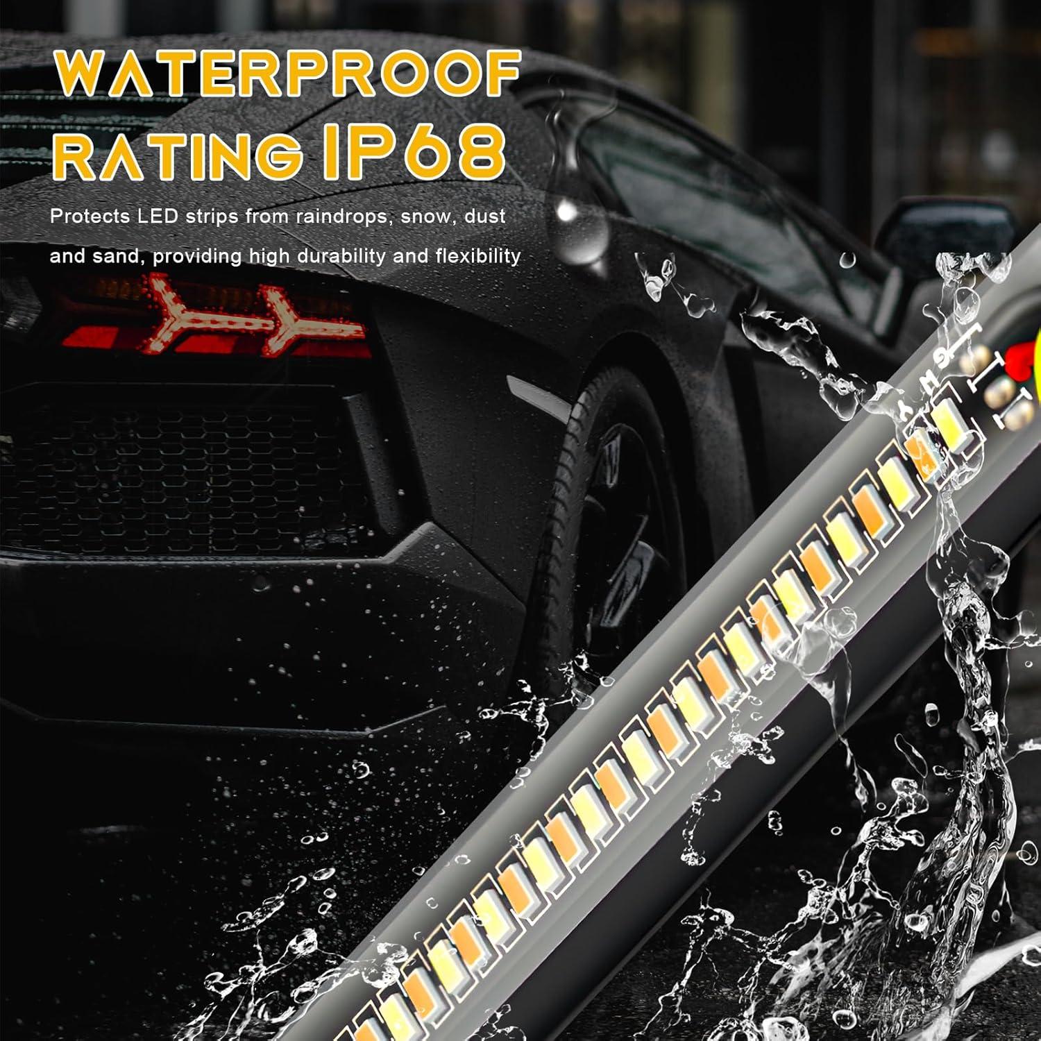 2 Tiras de Luz LED de Giro YTFRL para Motocicleta Impermeables