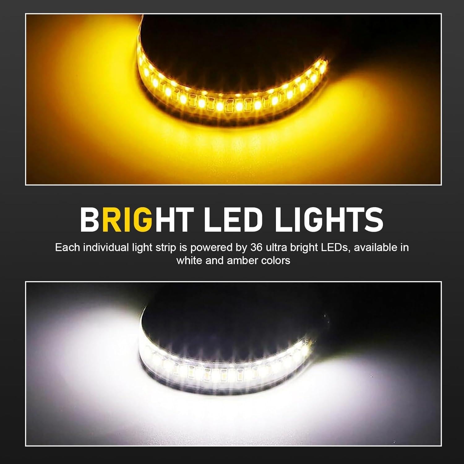 2 Tiras LED de Señal de Giro Dogary 36 SMD 3014 para Motocicleta