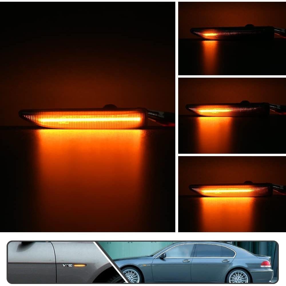 2 Pcs Luz de Marcador Lateral LED Ámbar Dinámico BMW E65 E66