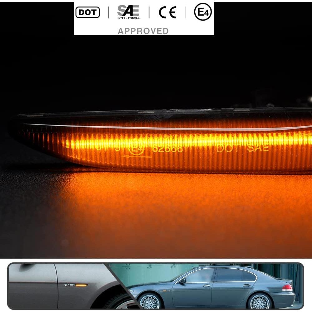 2 Pcs Luz de Marcador Lateral LED Ámbar Dinámico BMW E65 E66