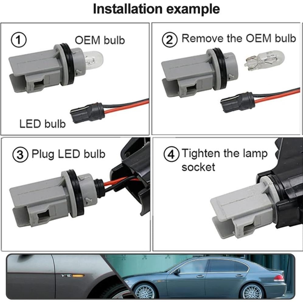 2 Pcs Luz de Marcador Lateral LED Ámbar Dinámico BMW E65 E66