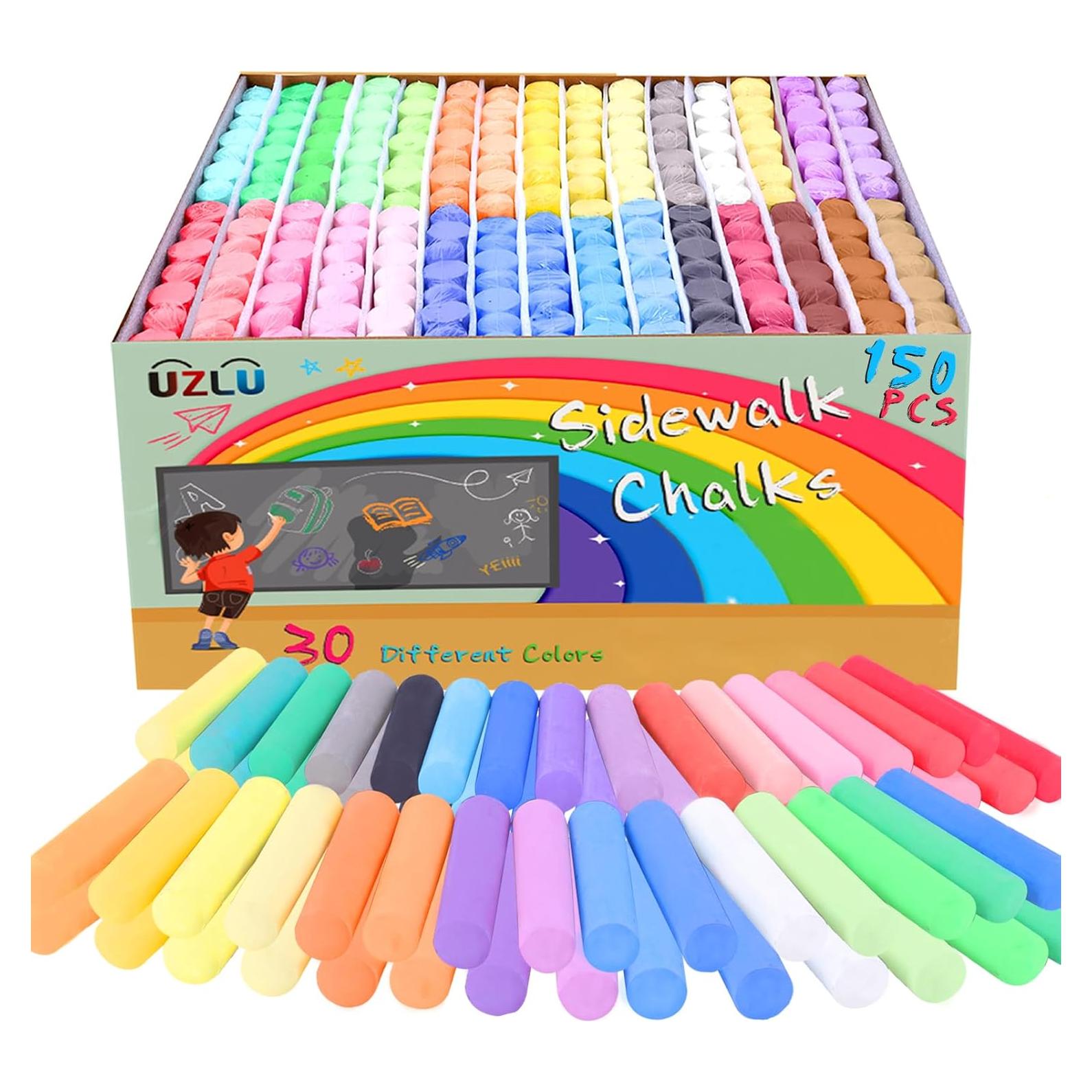 Tiza Jumbo UZLU 150 Pcs 30 Colores Lavable para Niños