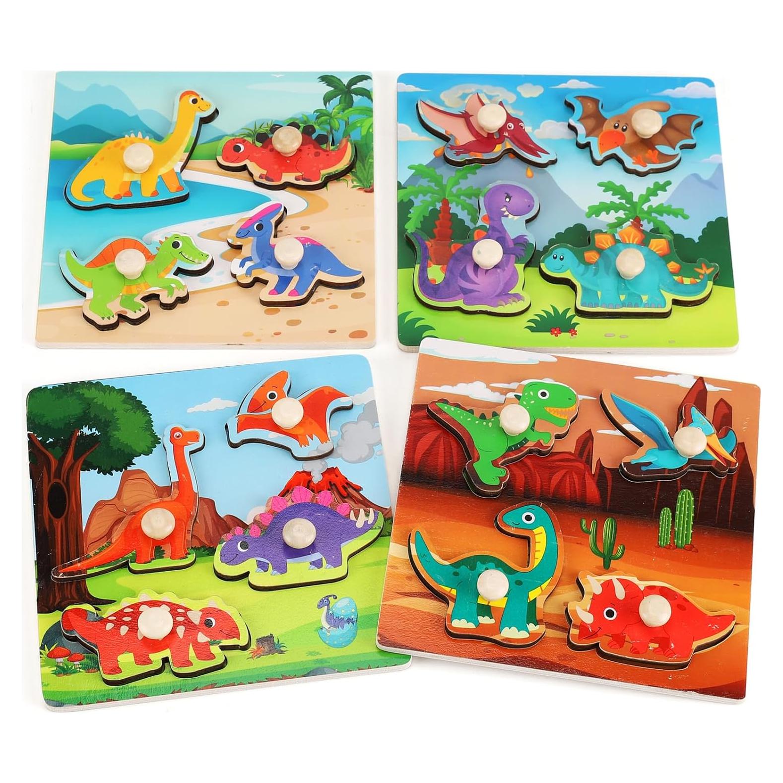 Rompecabezas de Madera Slotic 4 Dinosaurios Educativos