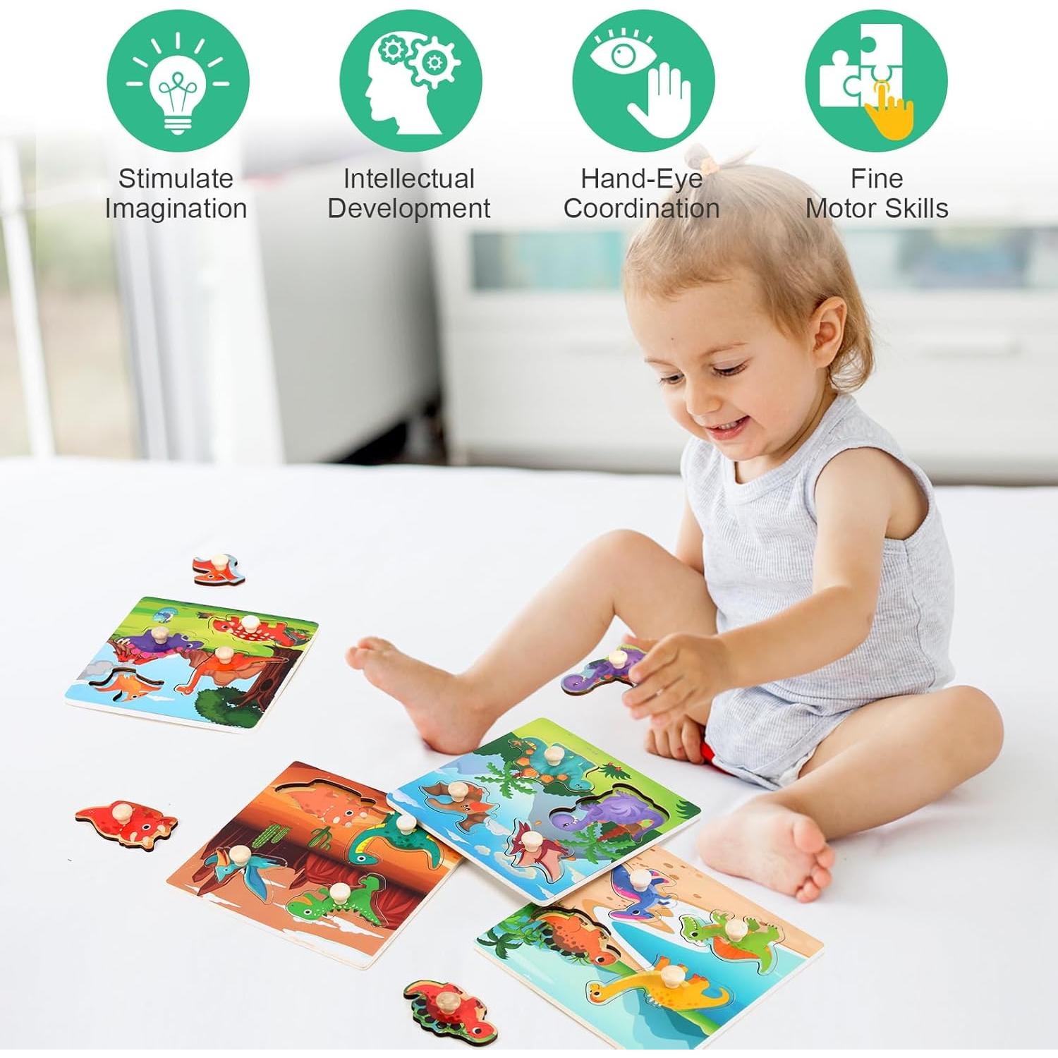 Rompecabezas de Madera Slotic 4 Dinosaurios Educativos