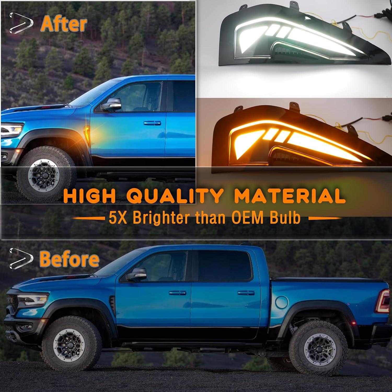 Kit de Lámparas LED de Señal de Giro Ámbar ZDEERAOTO para Dodge RAM TRX 2021-2024