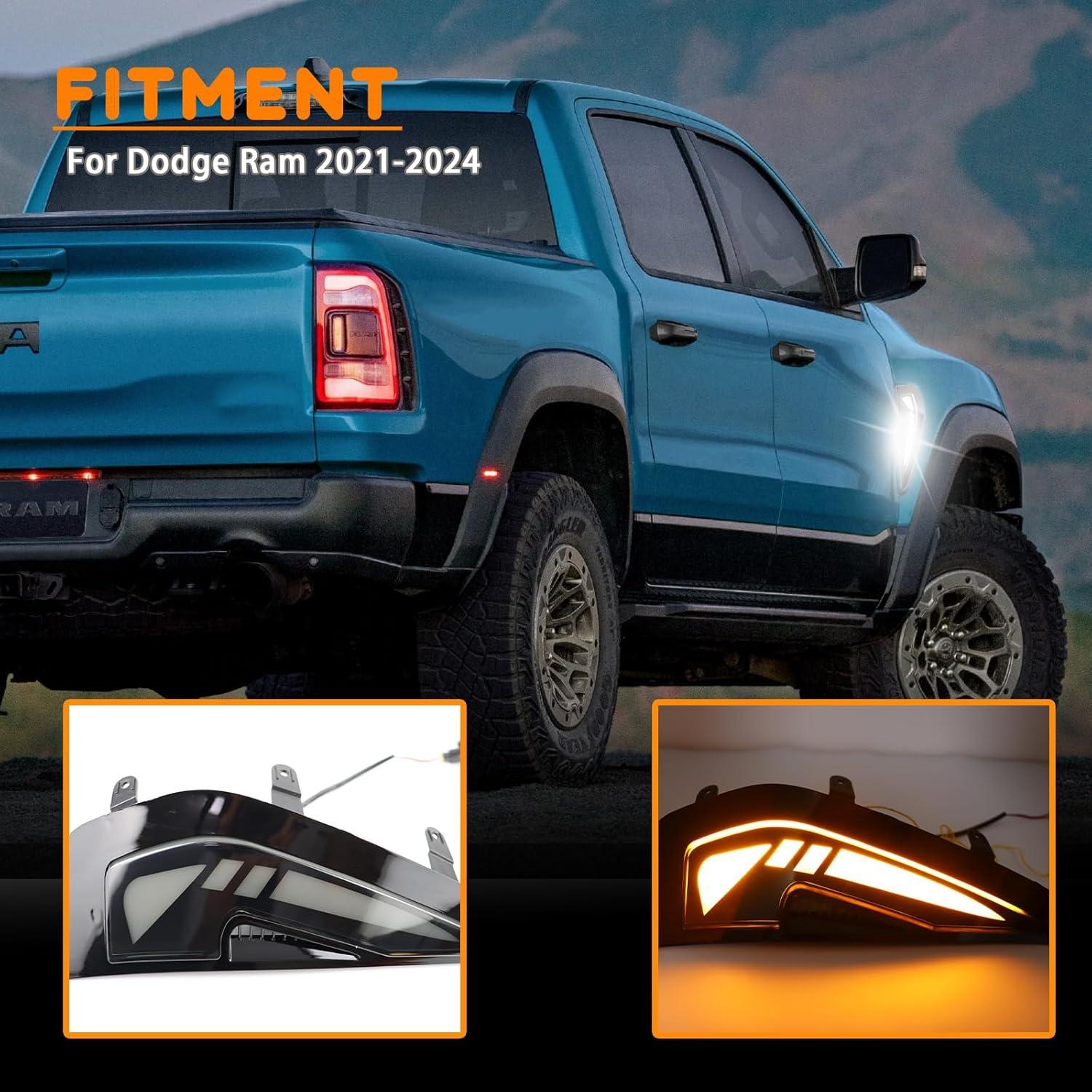 Kit de Lámparas LED de Señal de Giro Ámbar ZDEERAOTO para Dodge RAM TRX 2021-2024