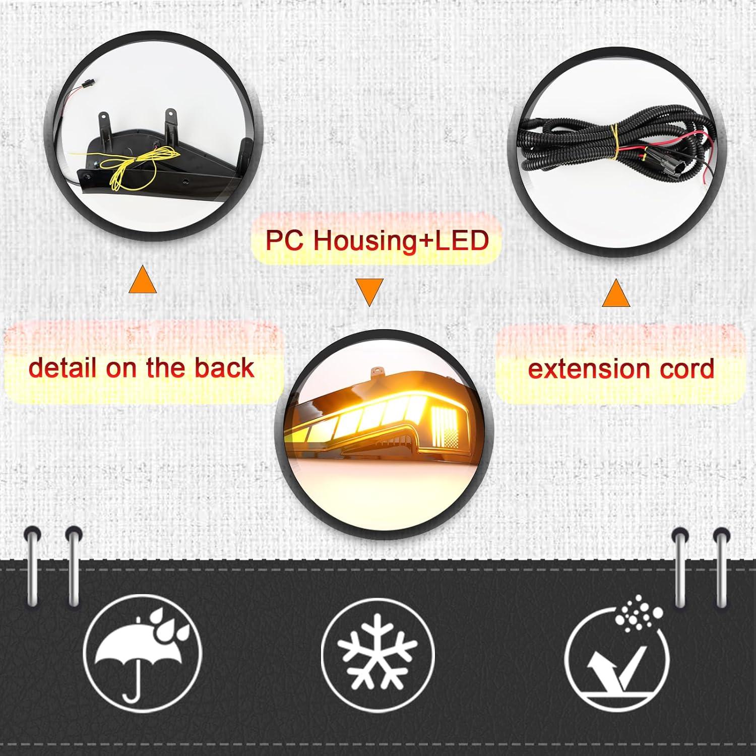 Luces LED de Marcador para Dodge RAM TRX 2021-2024 | Giro Secuencial Ámbar y DRL Blanca