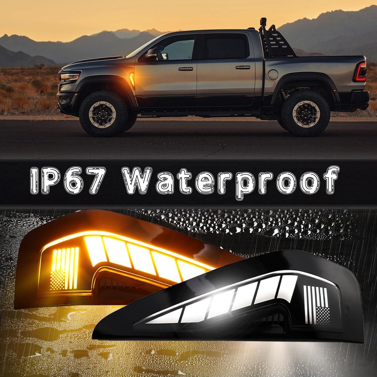 Luces LED de Marcador para Dodge RAM TRX 2021-2024 | Giro Secuencial Ámbar y DRL Blanca