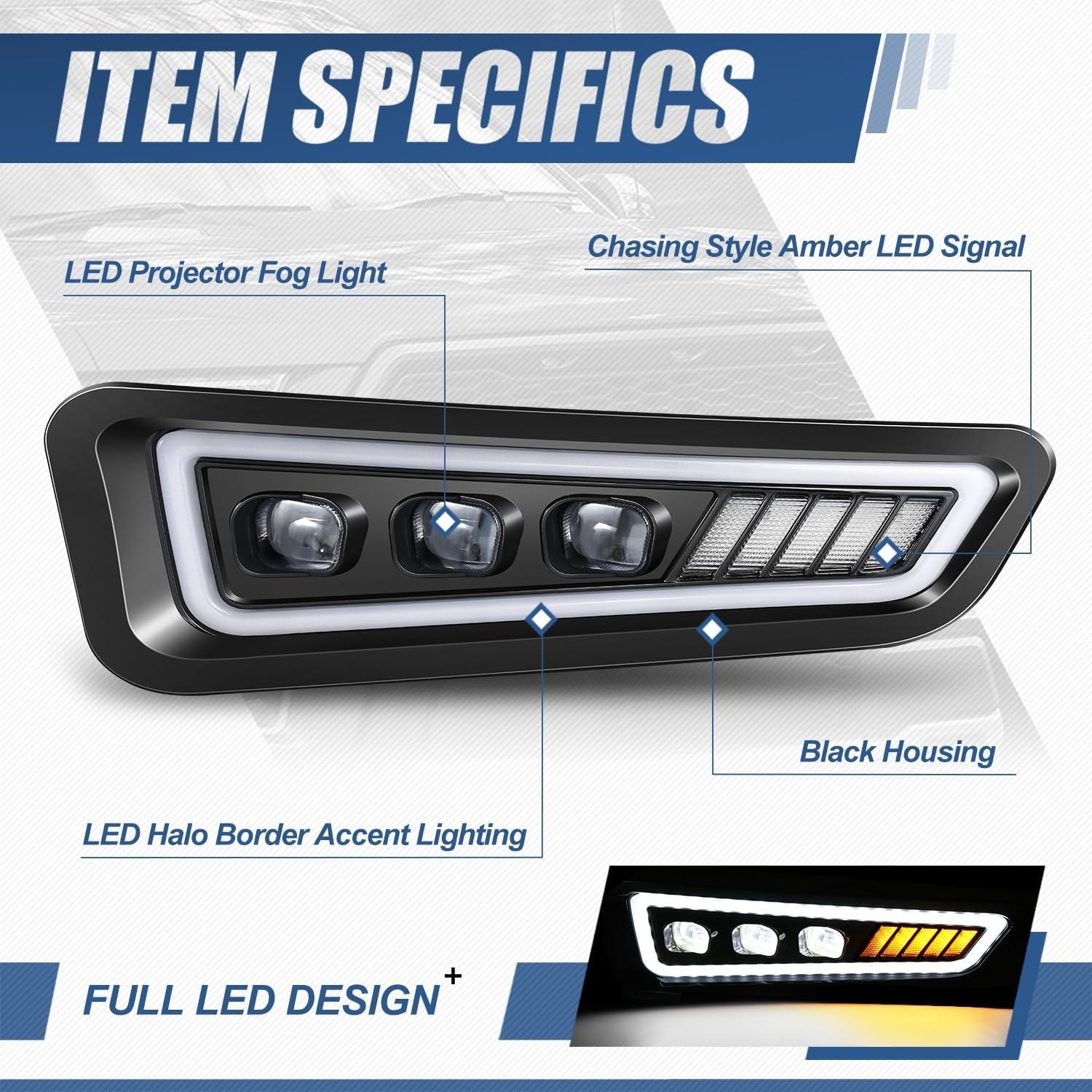 Luces de Niebla LED Auto Dynasty Tri-Proyector para Ford F150 Raptor 2017-2020