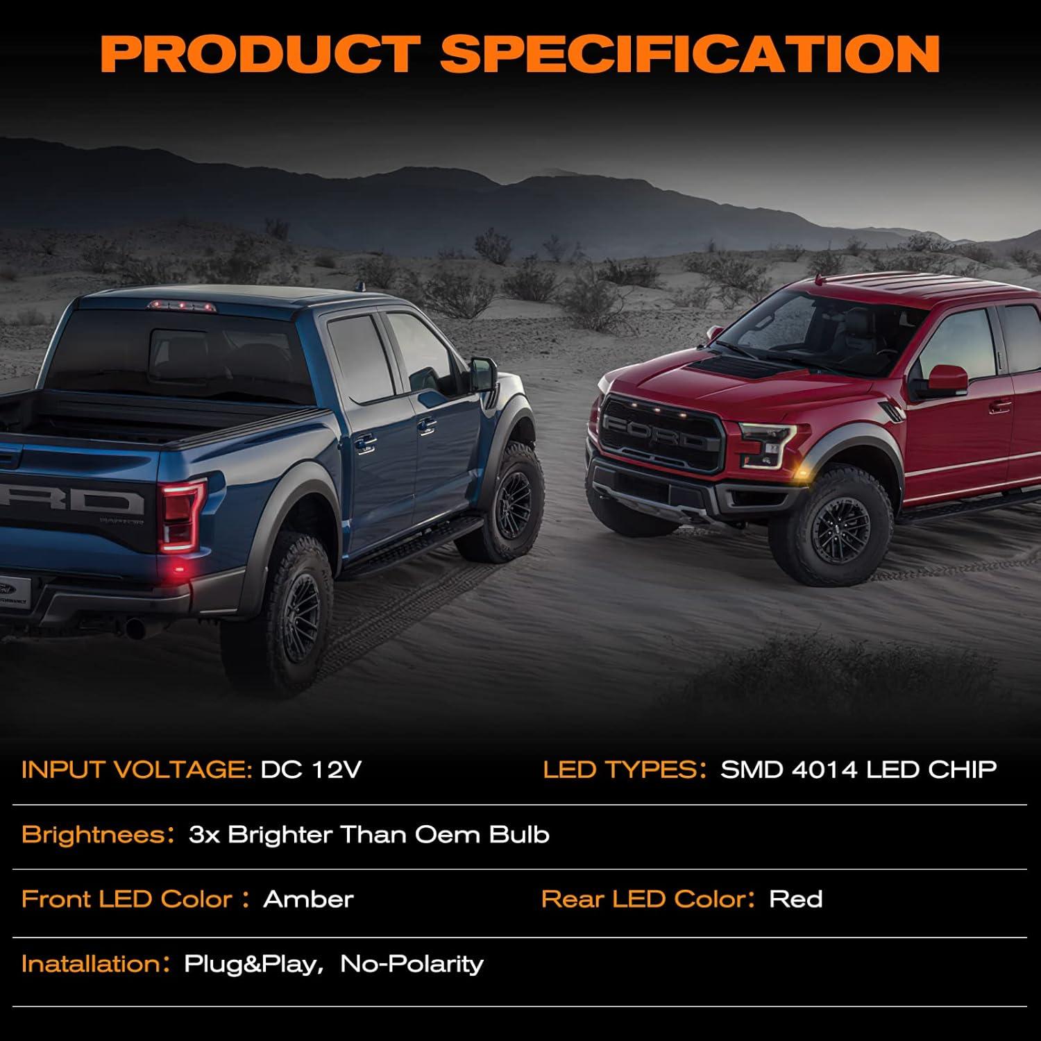 Luces de Marcador Lateral LED POPMOTORZ para Ford F150 Raptor 2016-2020