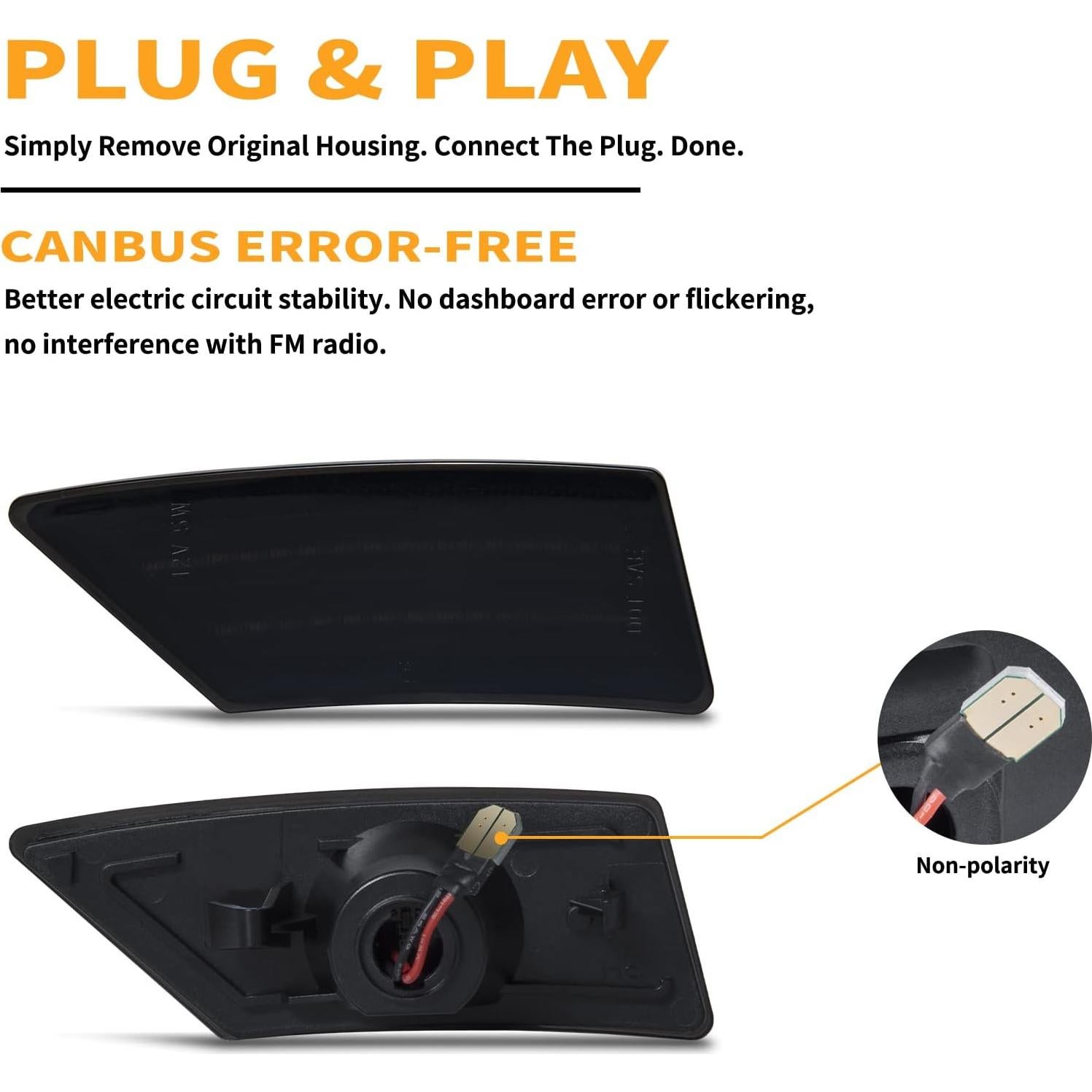 Gempro Luz de Marcador Lateral LED Ámbar para Ford Ranger 2019-2023